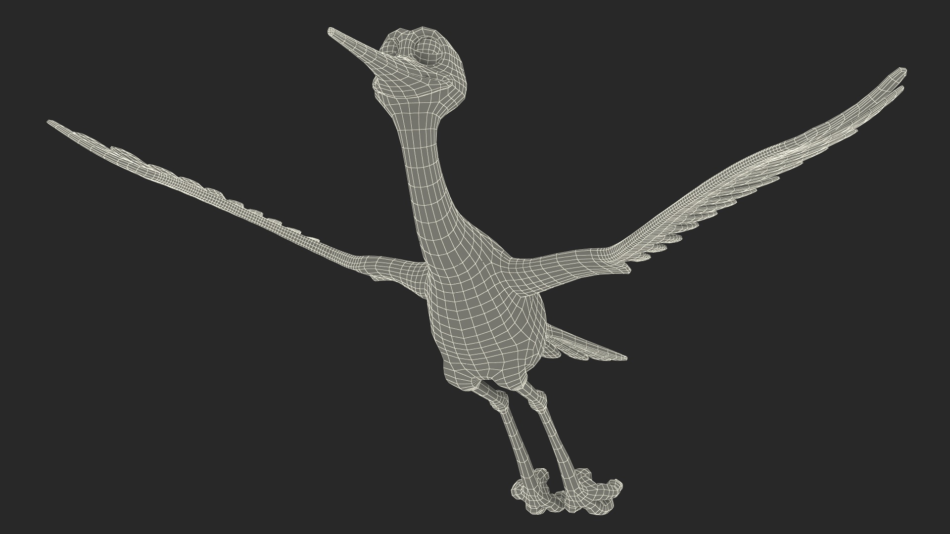 3D model Flying Pose Cartoon Stork