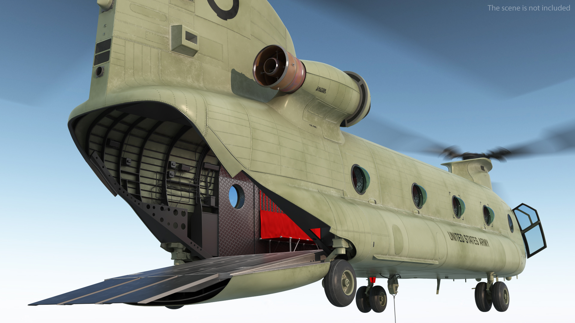 3D model US Army Transport Helicopter With 20 ft ISO Container Rigged