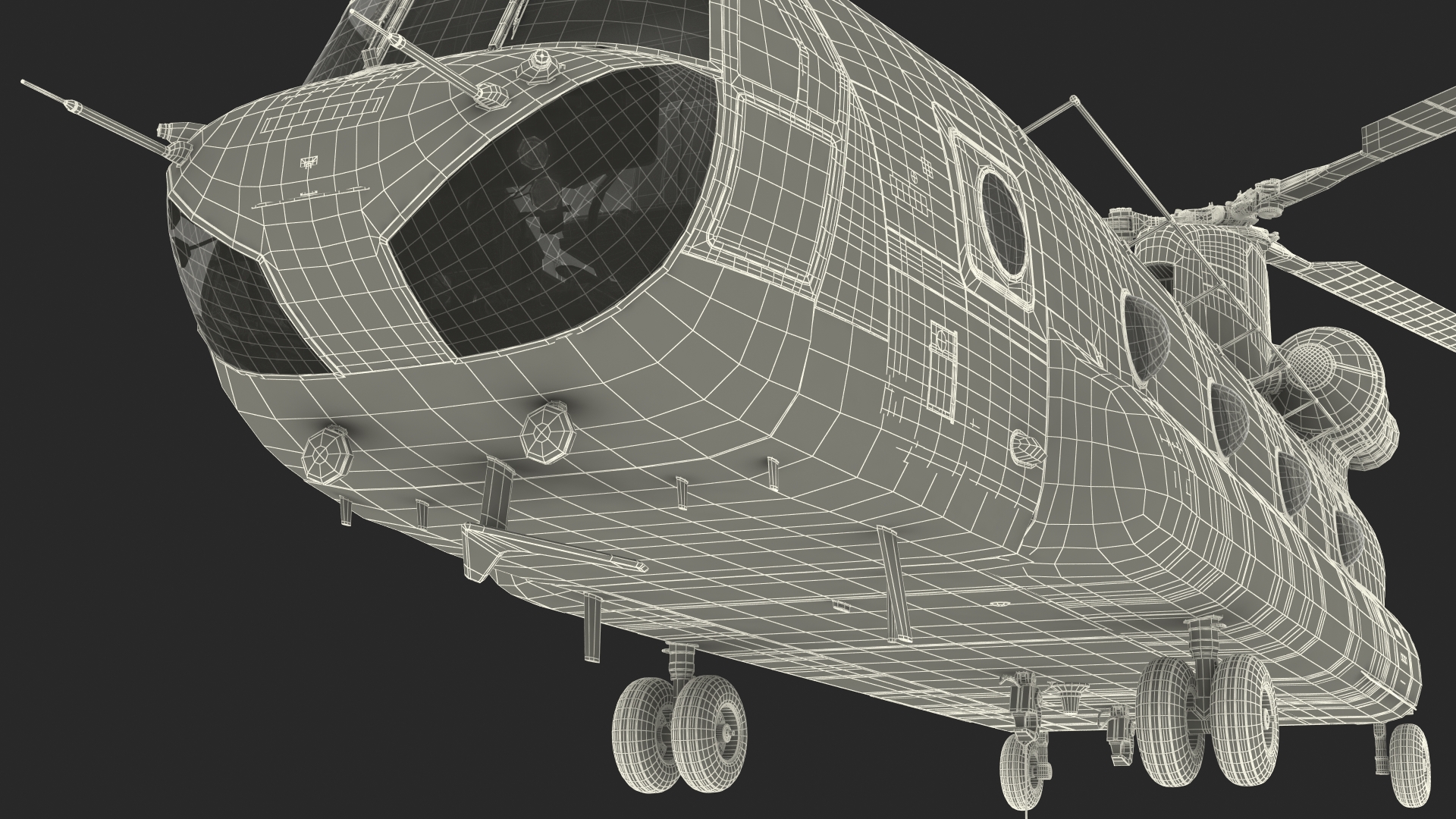 3D model US Army Transport Helicopter With 20 ft ISO Container Rigged