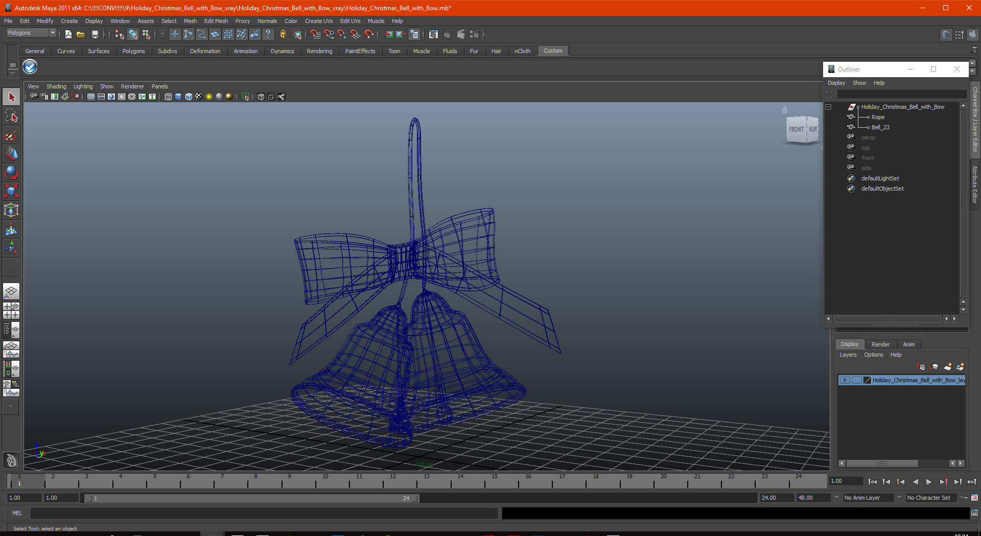 3D Holiday Christmas Bell with Bow