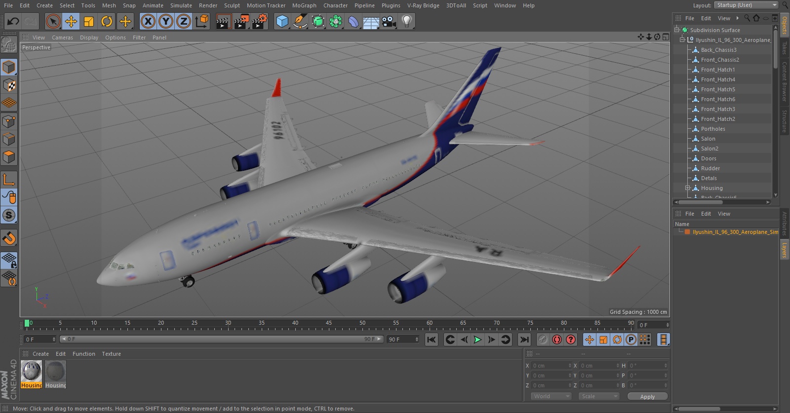 Ilyushin IL-96-300 Aeroplane Simple Interior 3D model