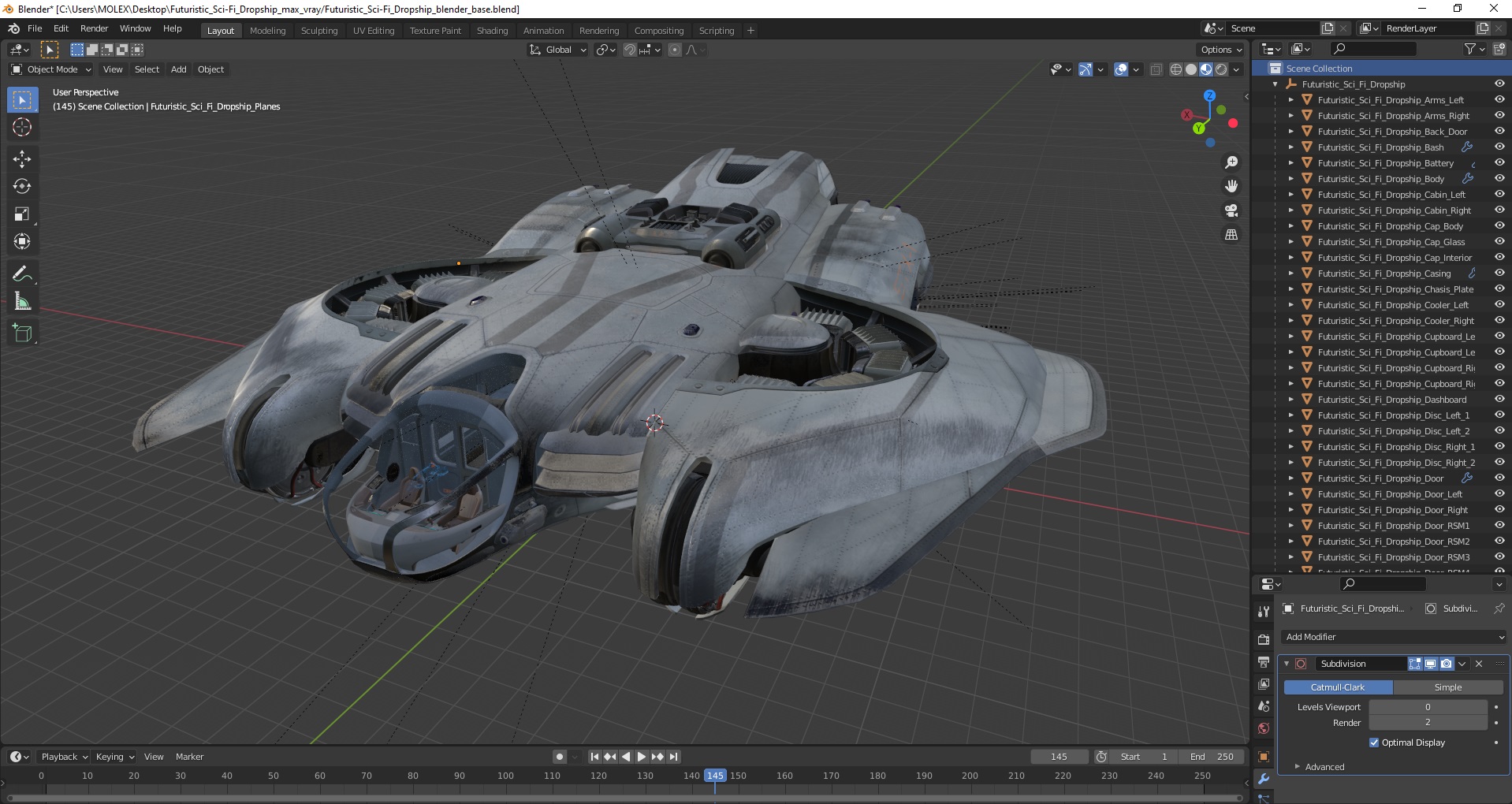 3D Futuristic Sci-Fi Dropship