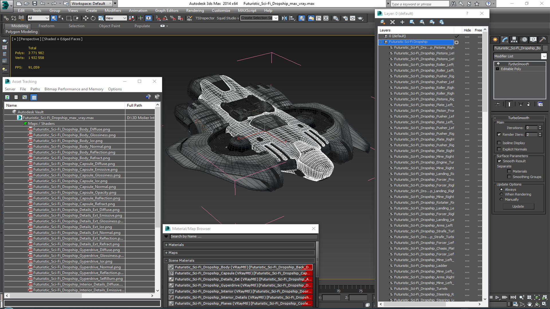 3D Futuristic Sci-Fi Dropship