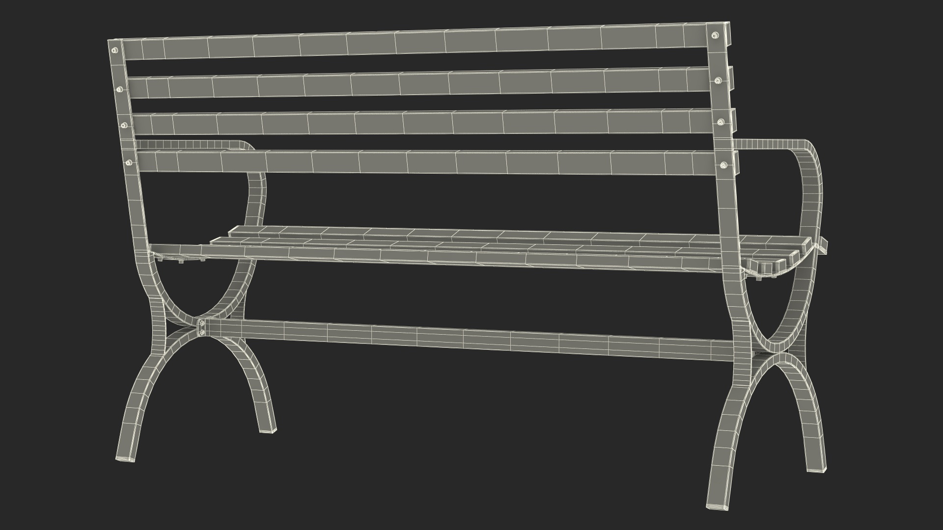 Long Metal Bench Brown 3D