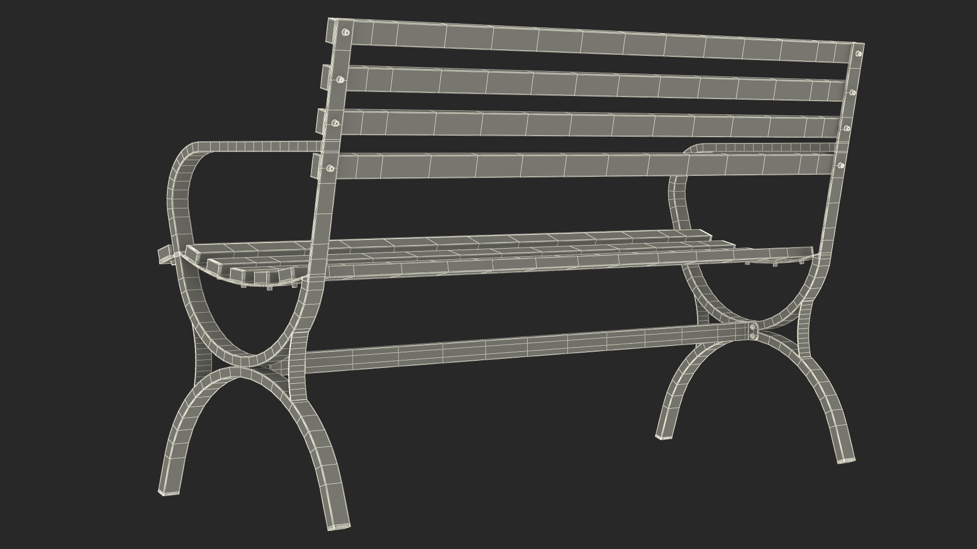 Long Metal Bench Brown 3D
