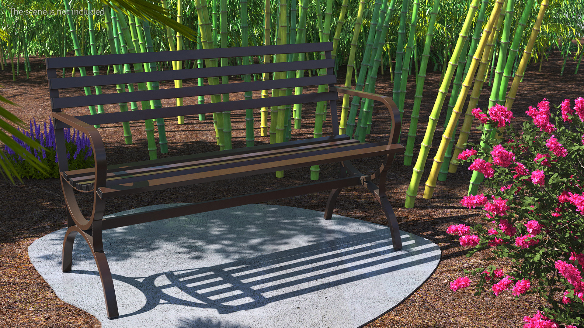 Long Metal Bench Brown 3D