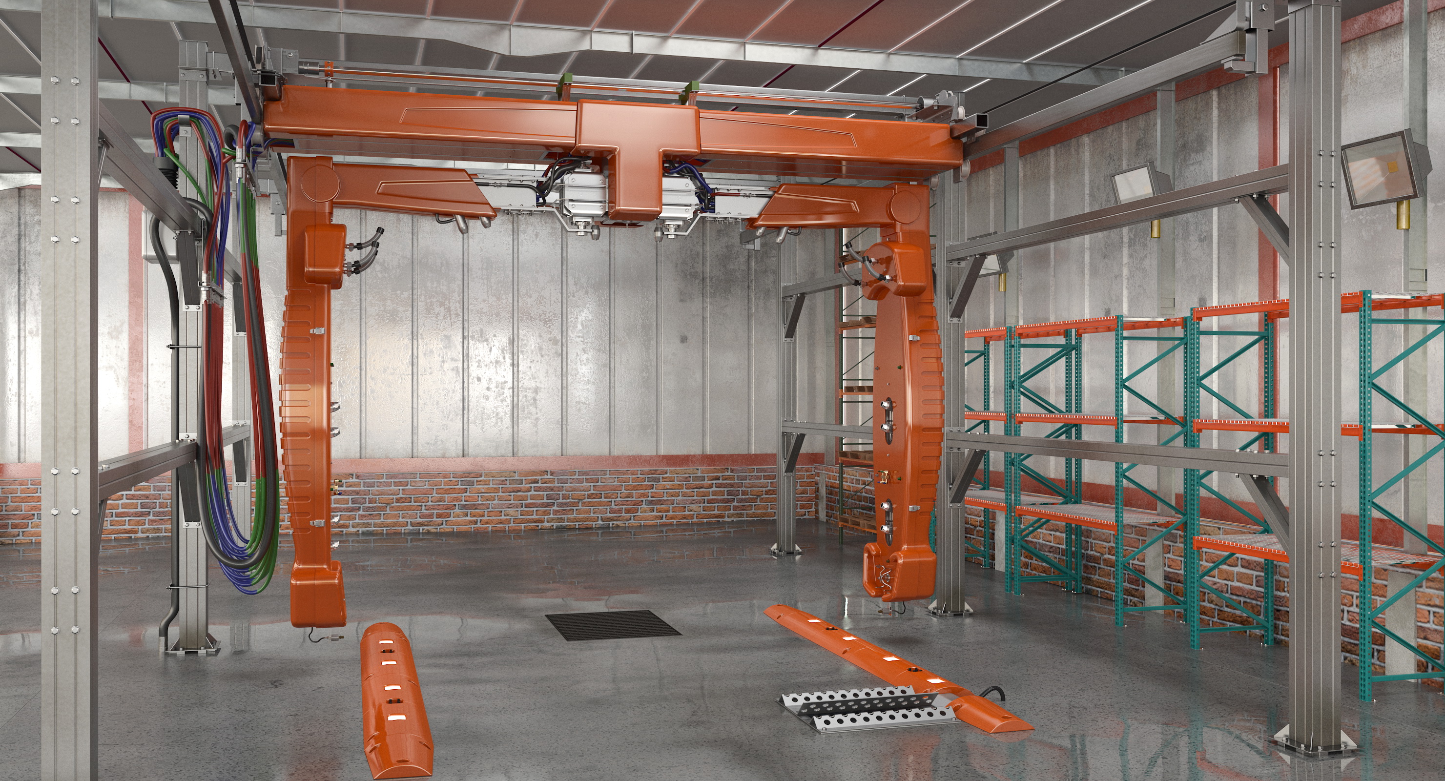 Carwash System Generic Rigged 3D model