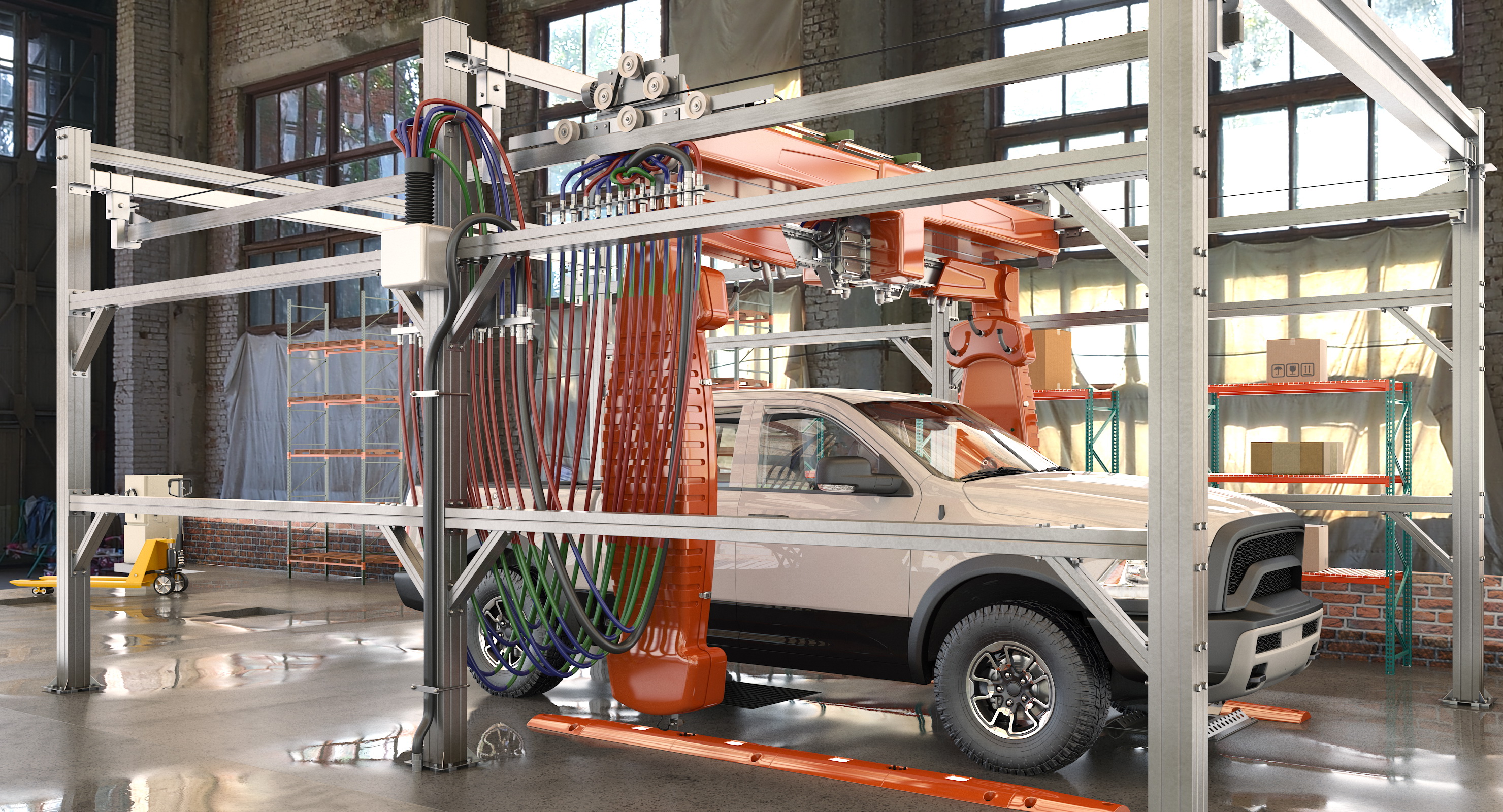 Carwash System Generic Rigged 3D model