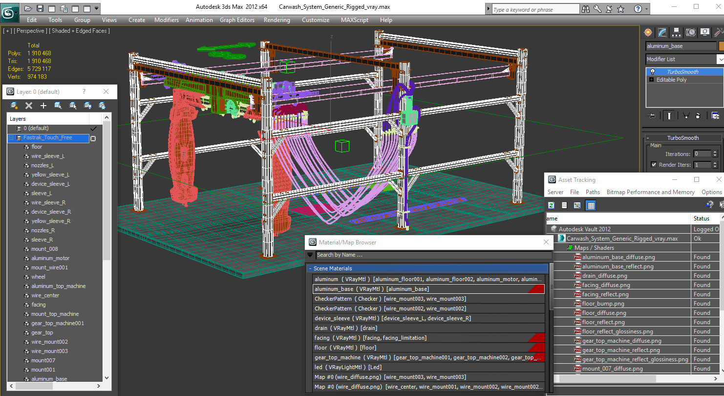 Carwash System Generic Rigged 3D model