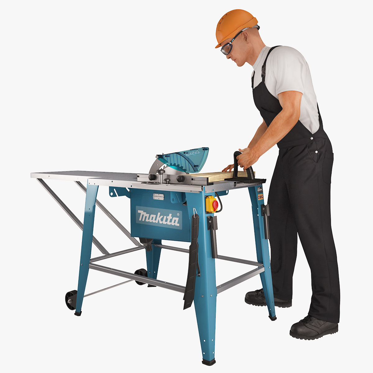 Workman with Circular Saw Makita Rigged 3D Model, view 5