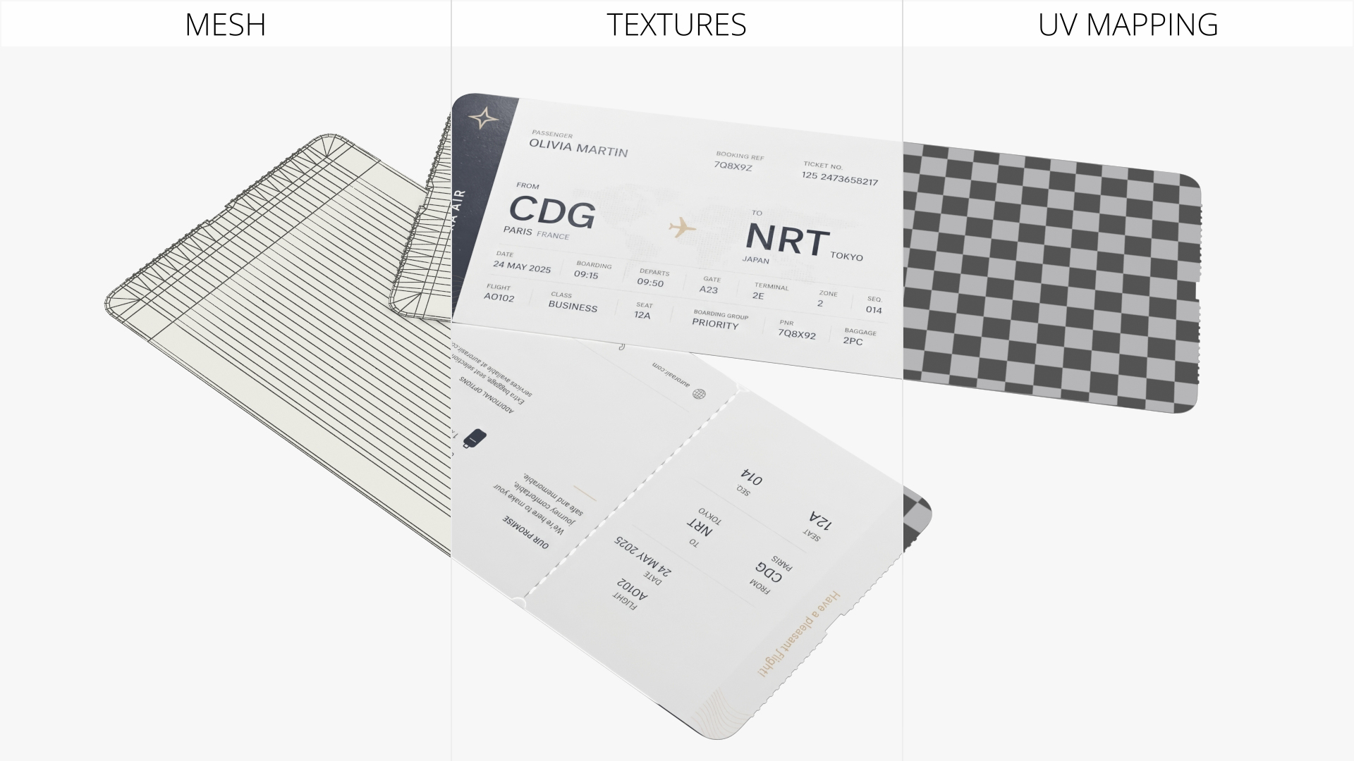 Airline Boarding Pass White, view 6