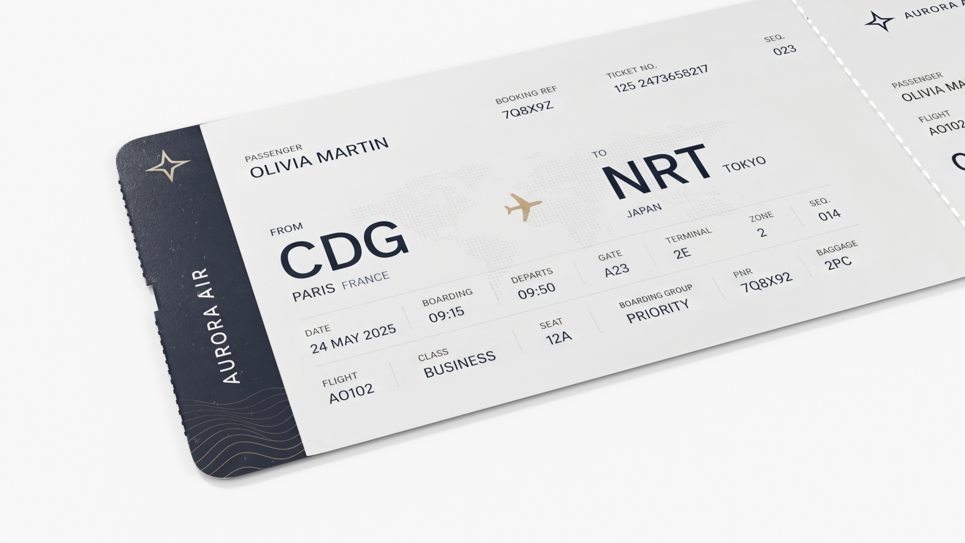Airline Boarding Pass White, view 5