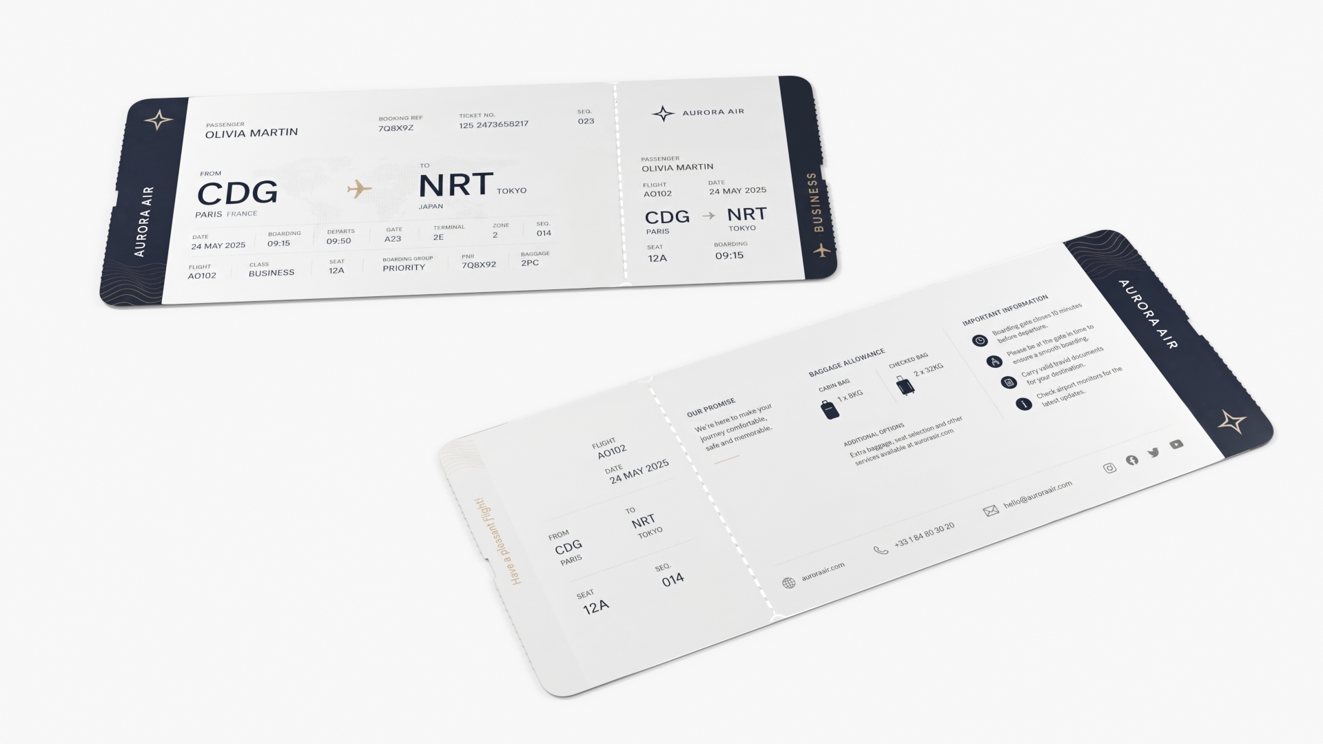 Airline Boarding Pass White