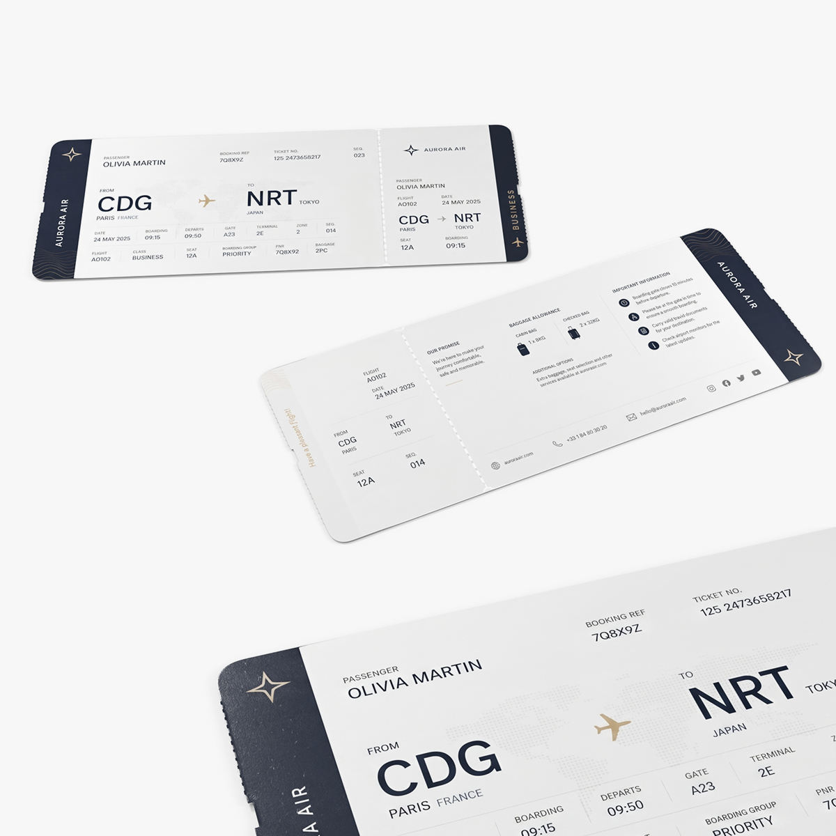 Airline Boarding Pass White 3D model preview