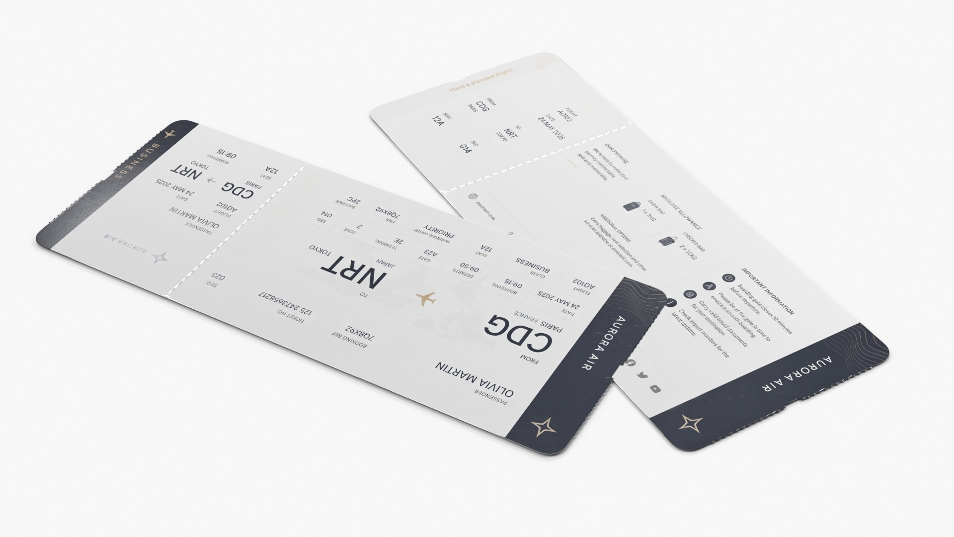 Airline Boarding Pass White, view 3