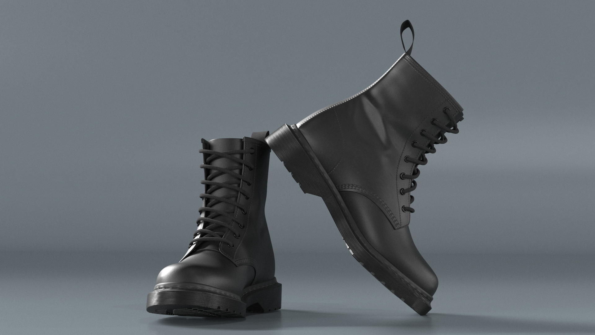 3D Dr Martens 1460 Mono Smooth Black model