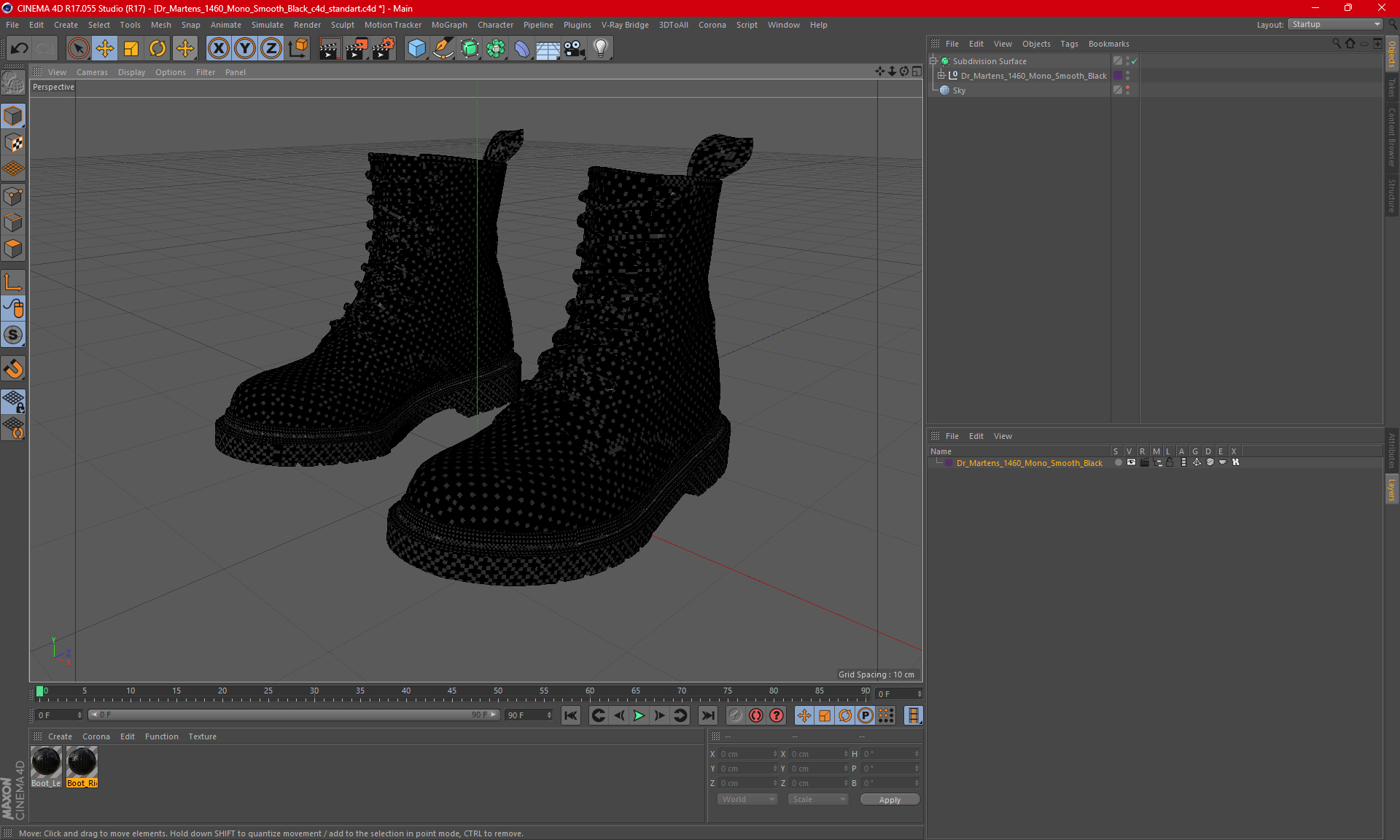3D Dr Martens 1460 Mono Smooth Black model