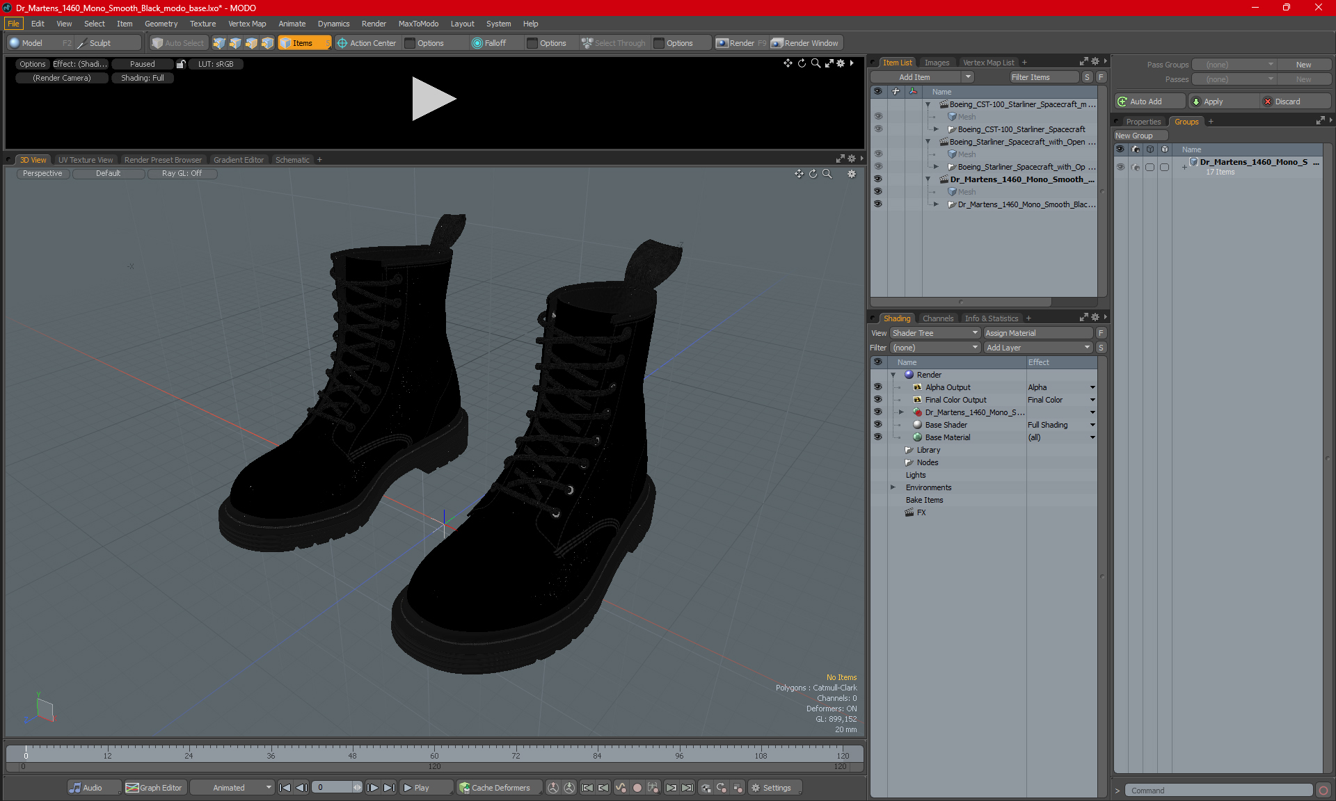 3D Dr Martens 1460 Mono Smooth Black model