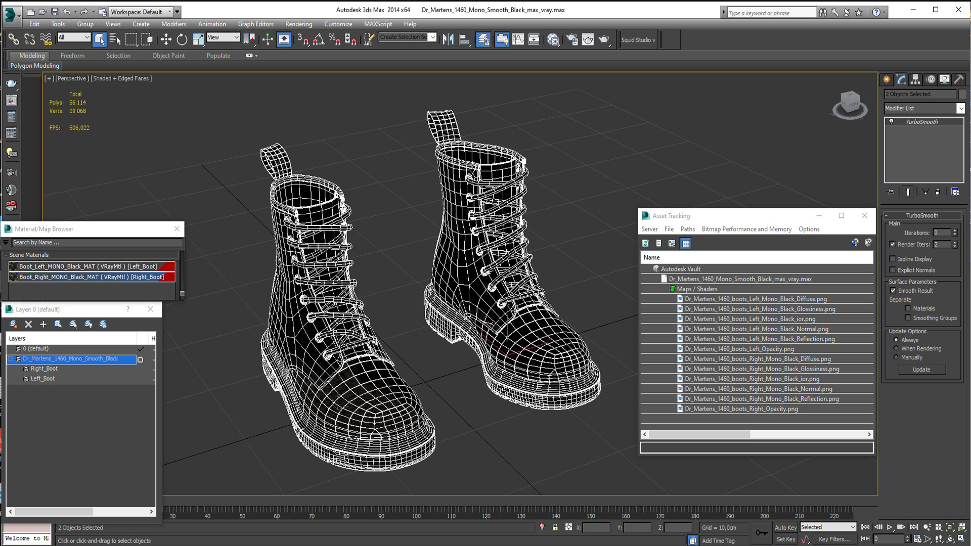 3D Dr Martens 1460 Mono Smooth Black model