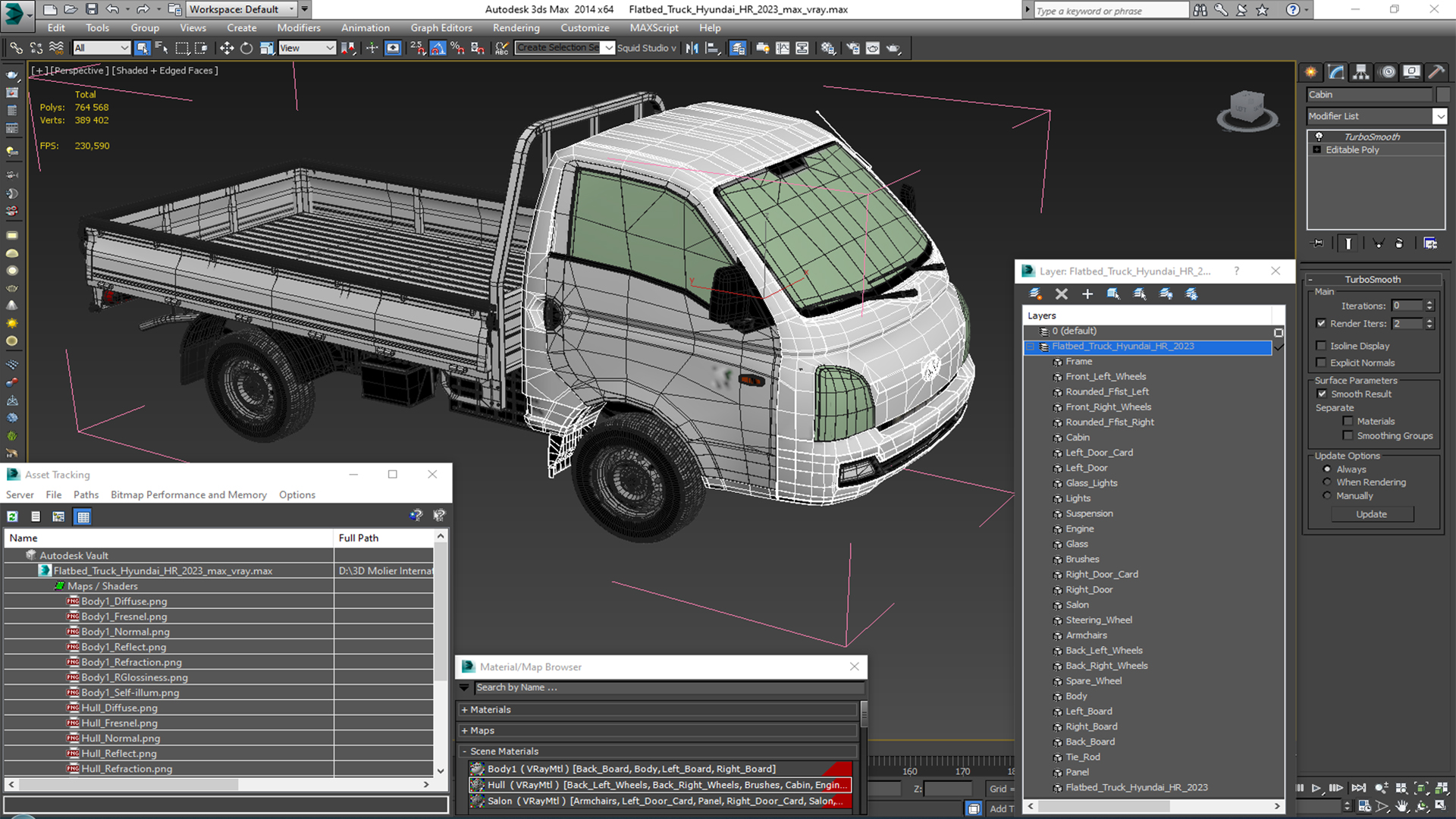 Flatbed Truck Hyundai HR 2023 3D model