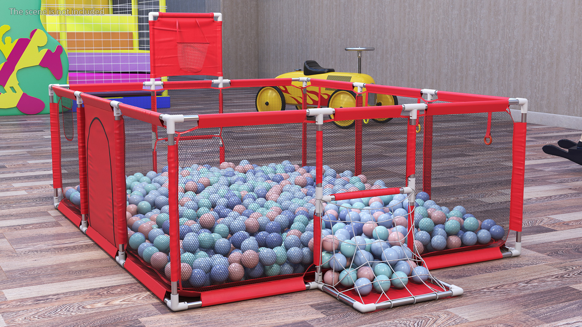 3D model Red Baby Playpen with Plastic Balls