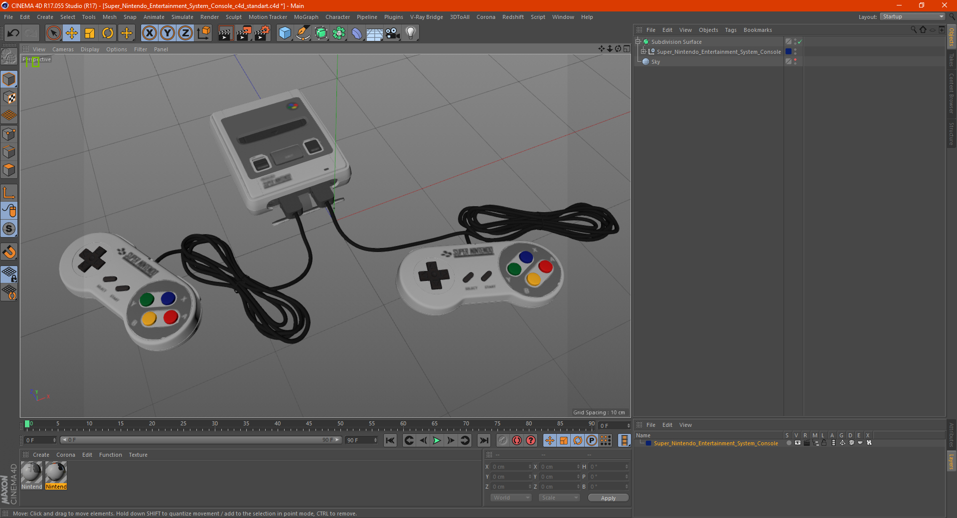 3D Super Nintendo Entertainment System Console model