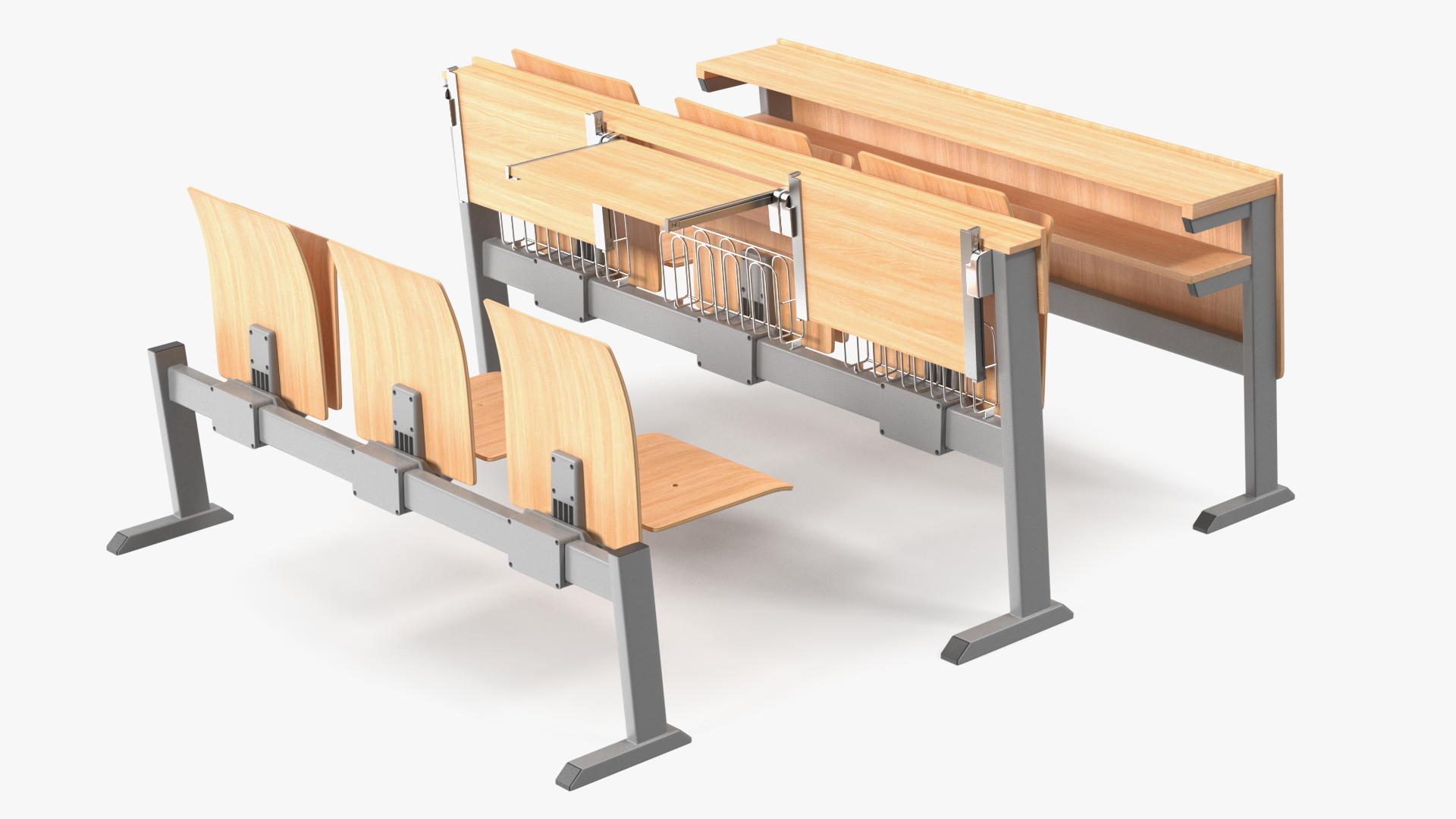 University Seating System Set Six Seats 3D model