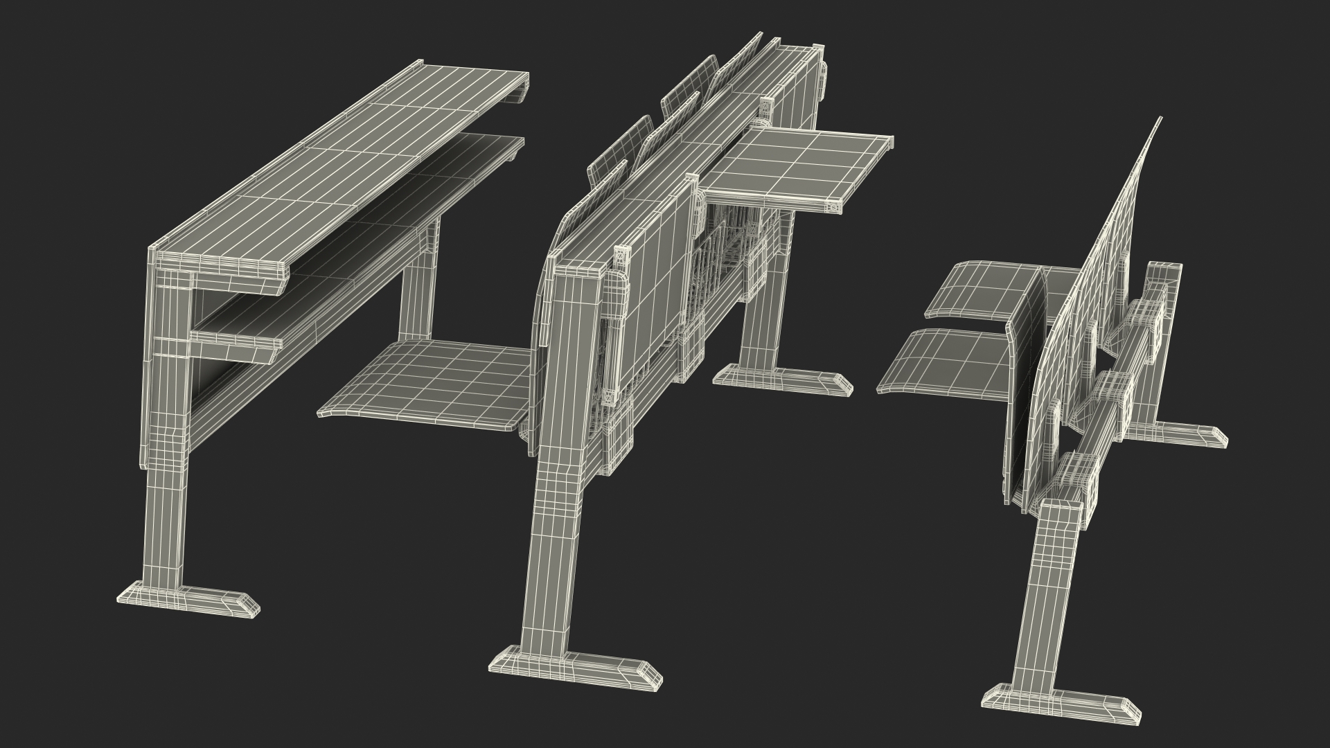 University Seating System Set Six Seats 3D model