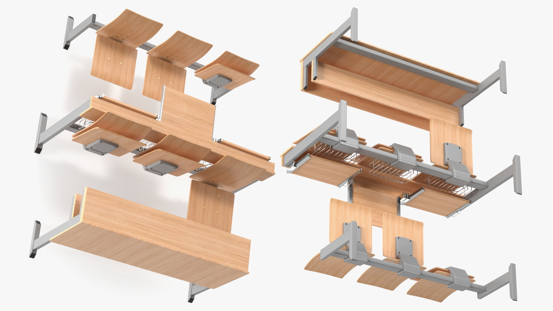 University Seating System Set Six Seats 3D model
