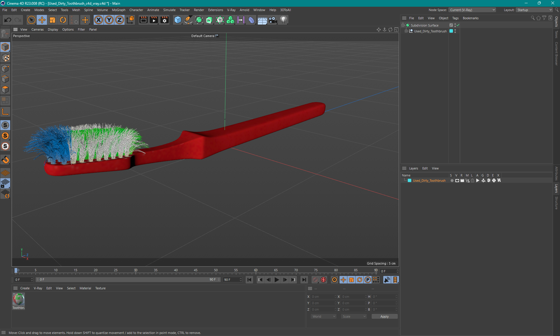 3D Used Dirty Toothbrush