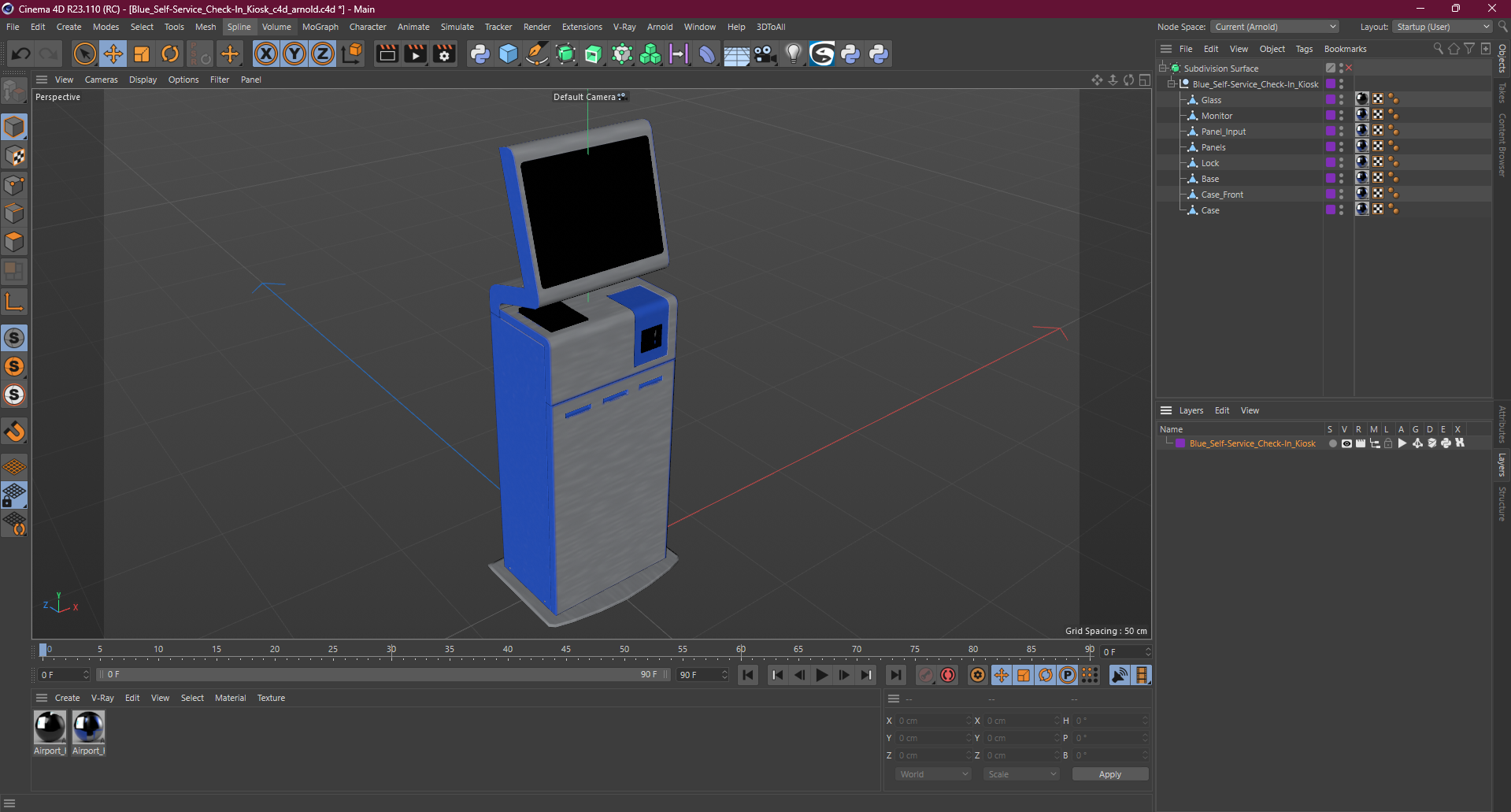 Blue Self-Service Check-In Kiosk 3D