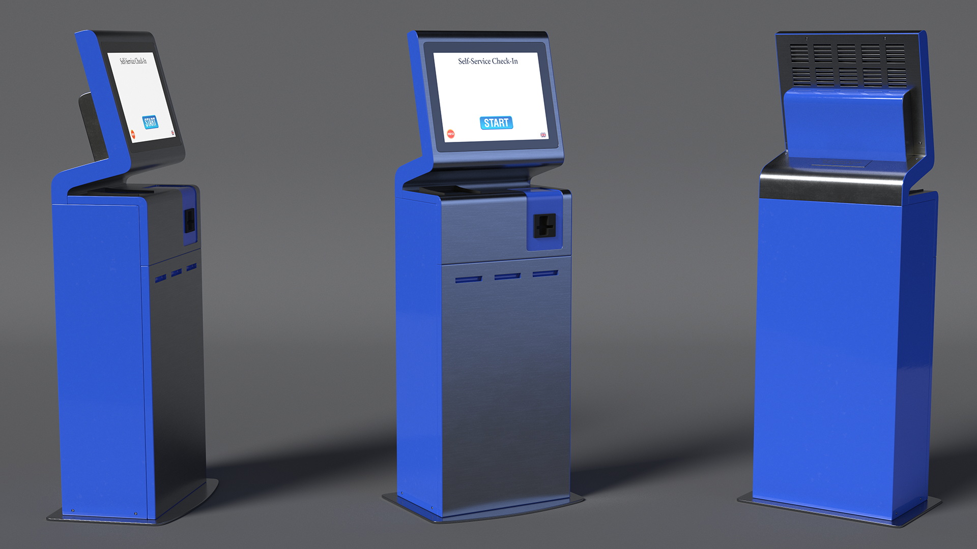Blue Self-Service Check-In Kiosk 3D