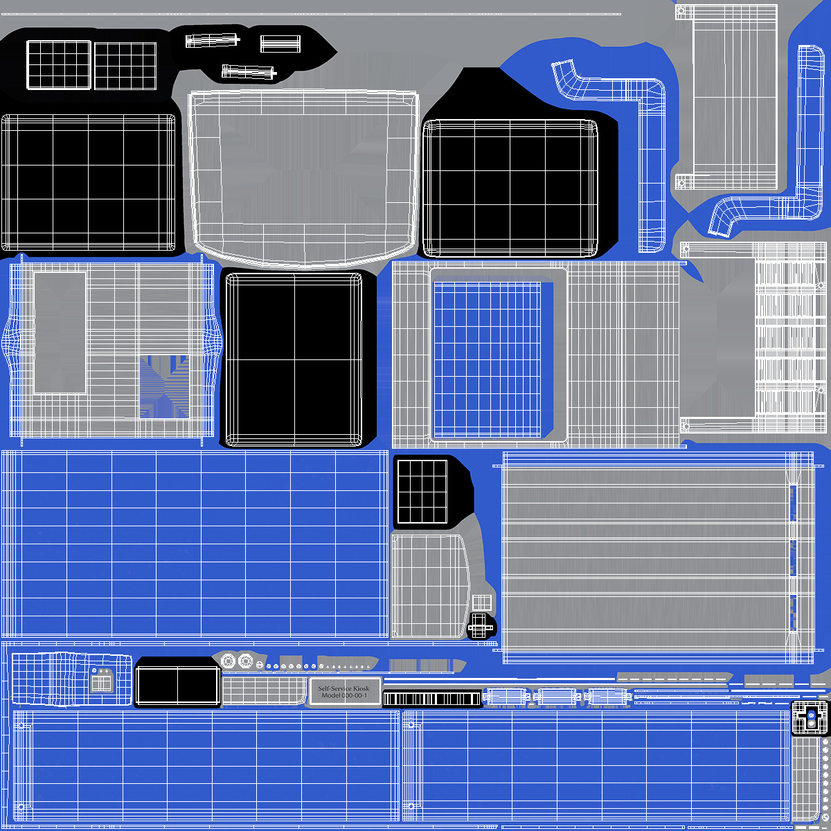 Blue Self-Service Check-In Kiosk 3D