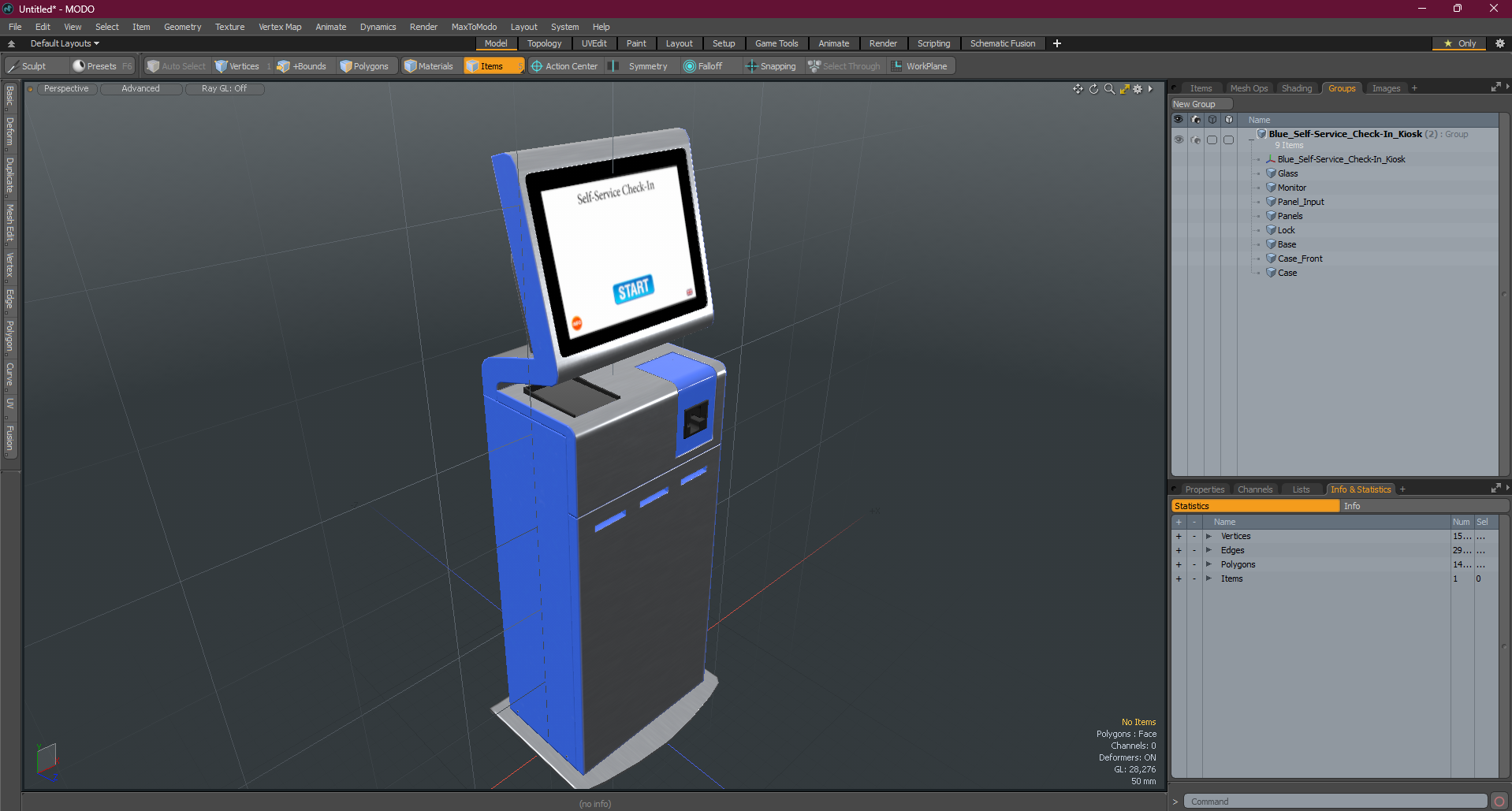 Blue Self-Service Check-In Kiosk 3D