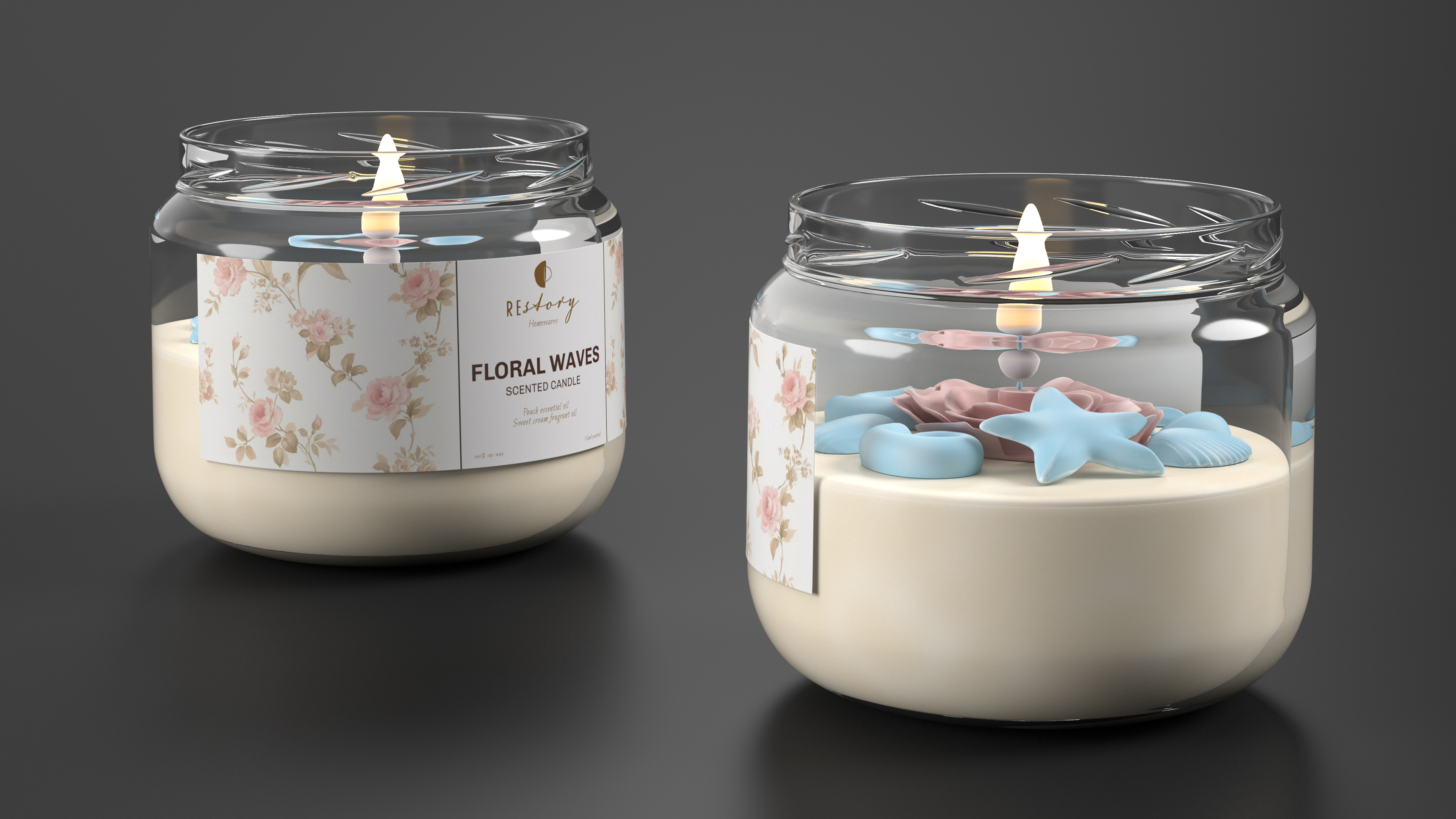 3D model Glass Jar Candle ReStory Fire Burns