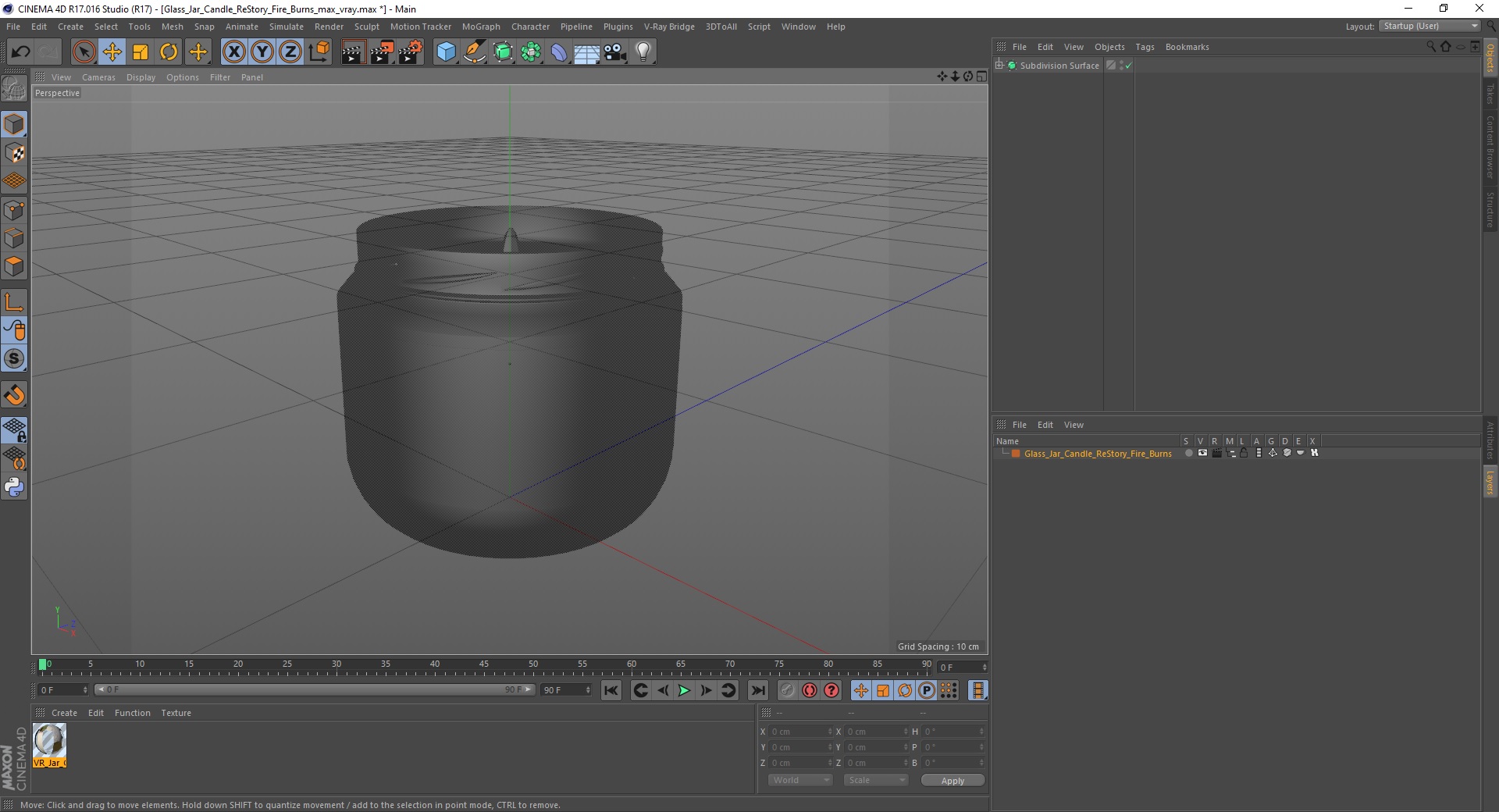 3D model Glass Jar Candle ReStory Fire Burns