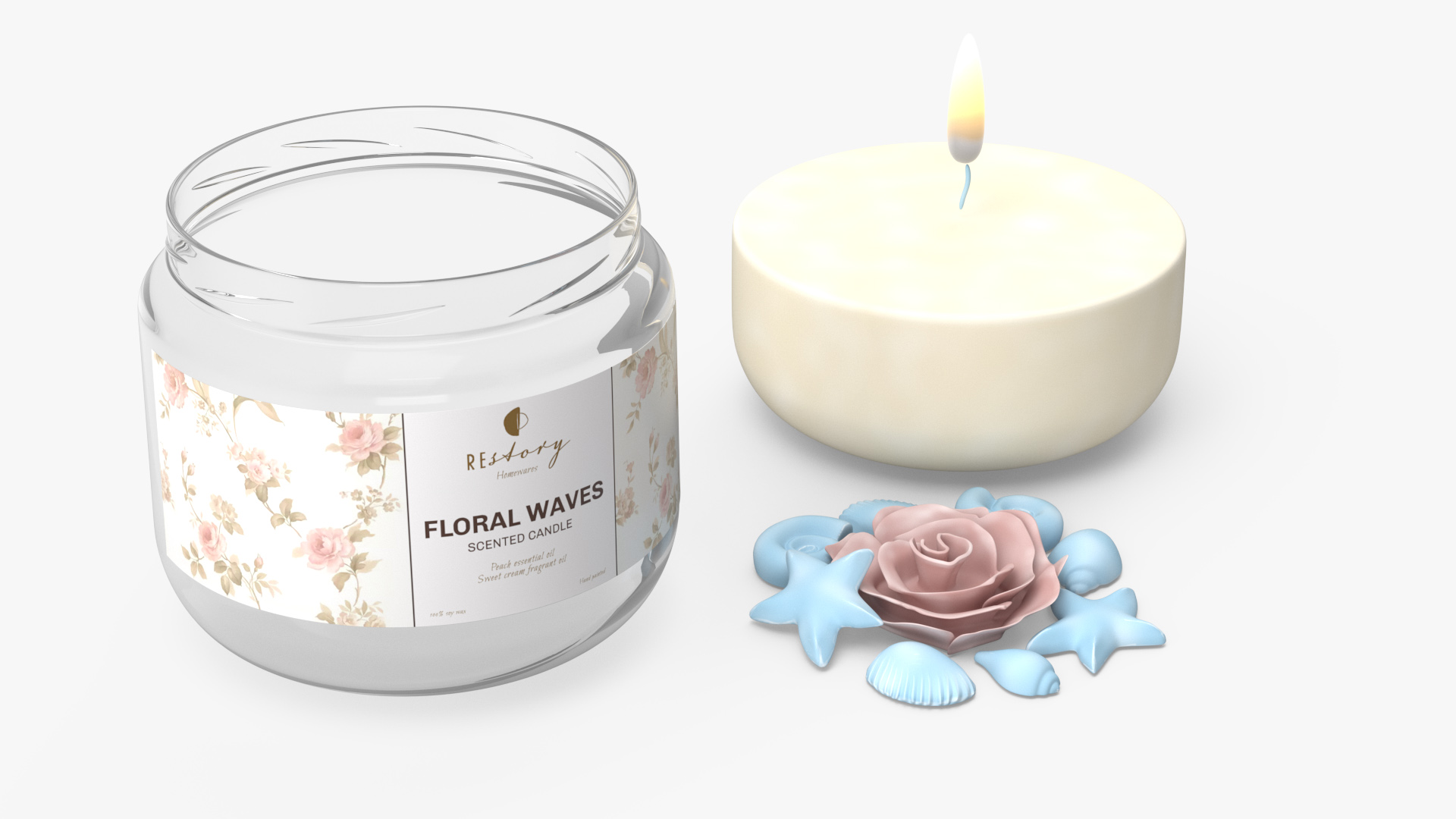 3D model Glass Jar Candle ReStory Fire Burns