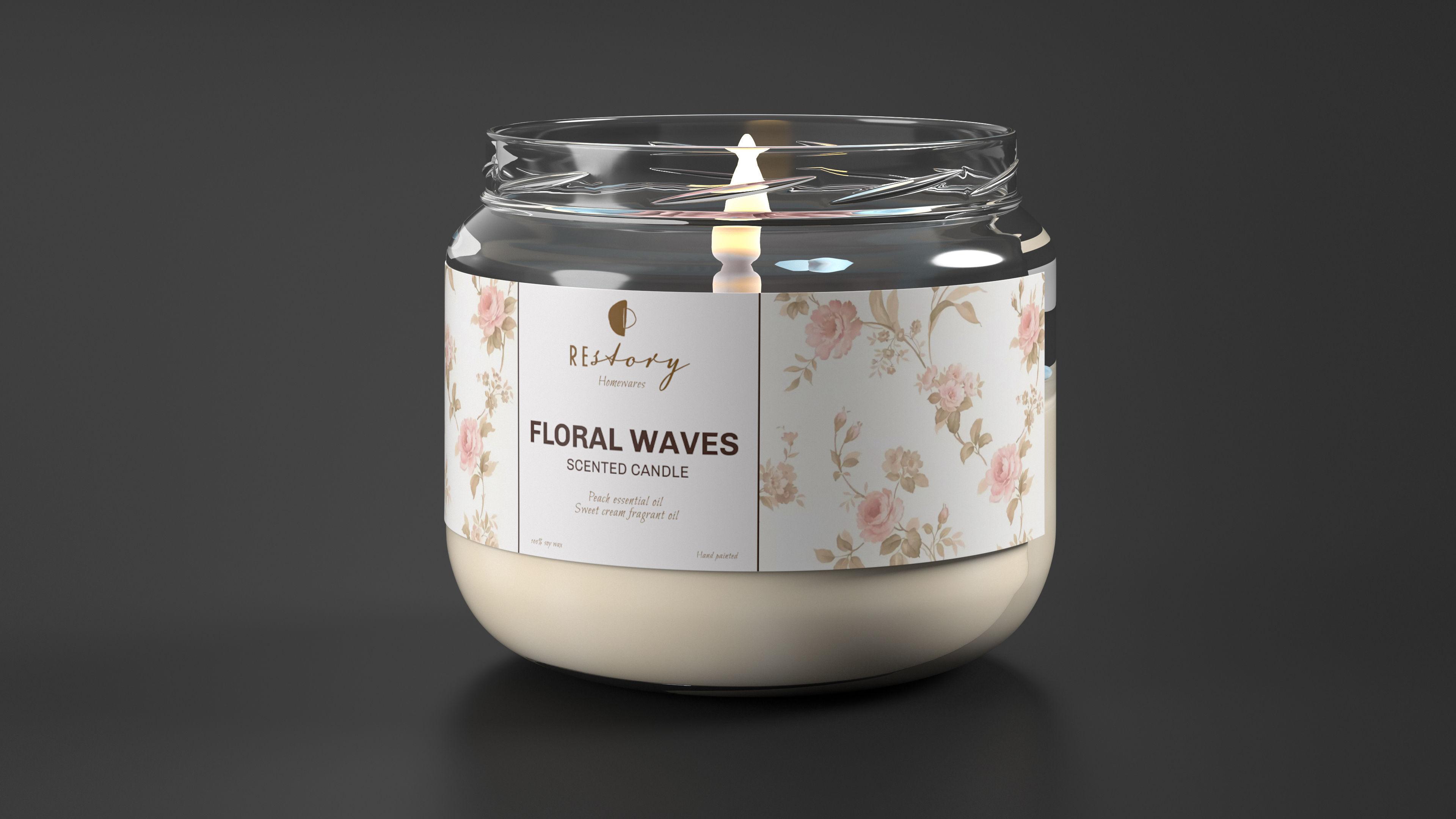 3D model Glass Jar Candle ReStory Fire Burns