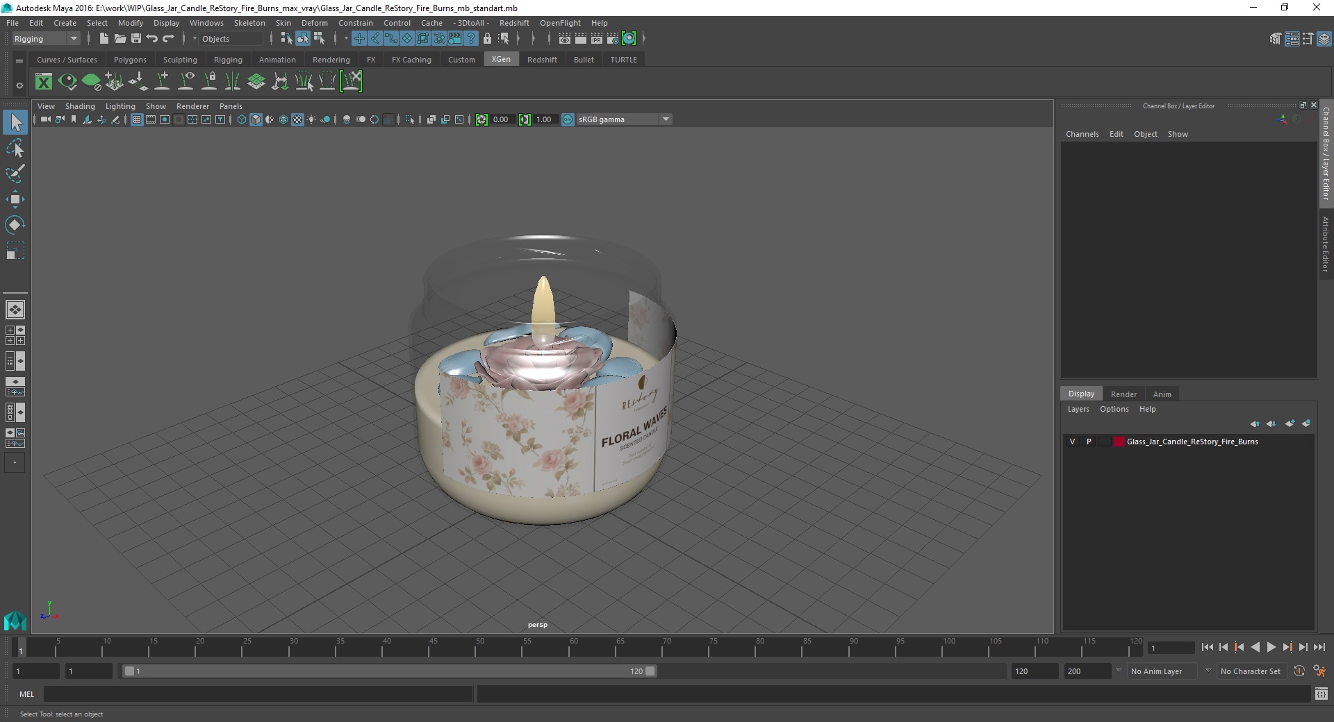 3D model Glass Jar Candle ReStory Fire Burns