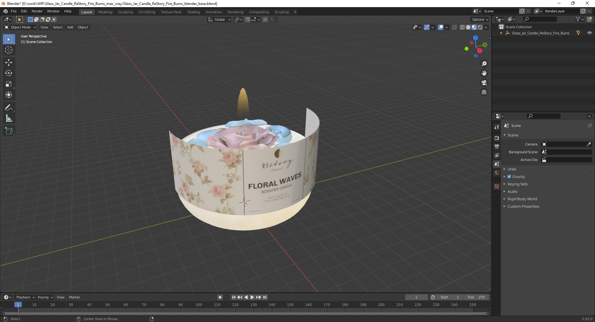 3D model Glass Jar Candle ReStory Fire Burns