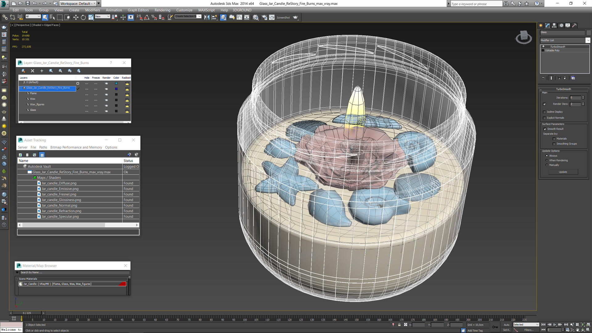 3D model Glass Jar Candle ReStory Fire Burns