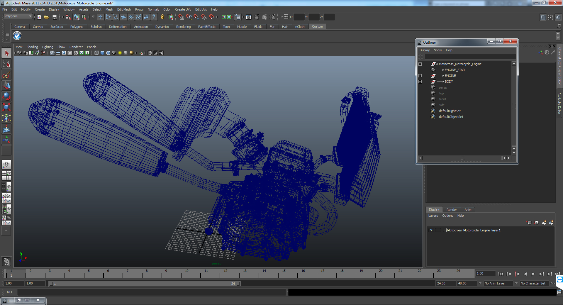 Motocross Motorcycle Engine 3D
