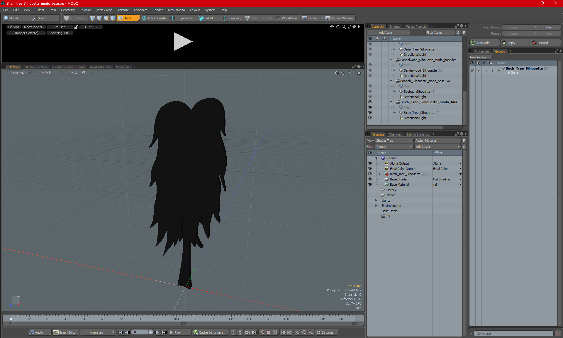 3D Birch Tree Silhouette