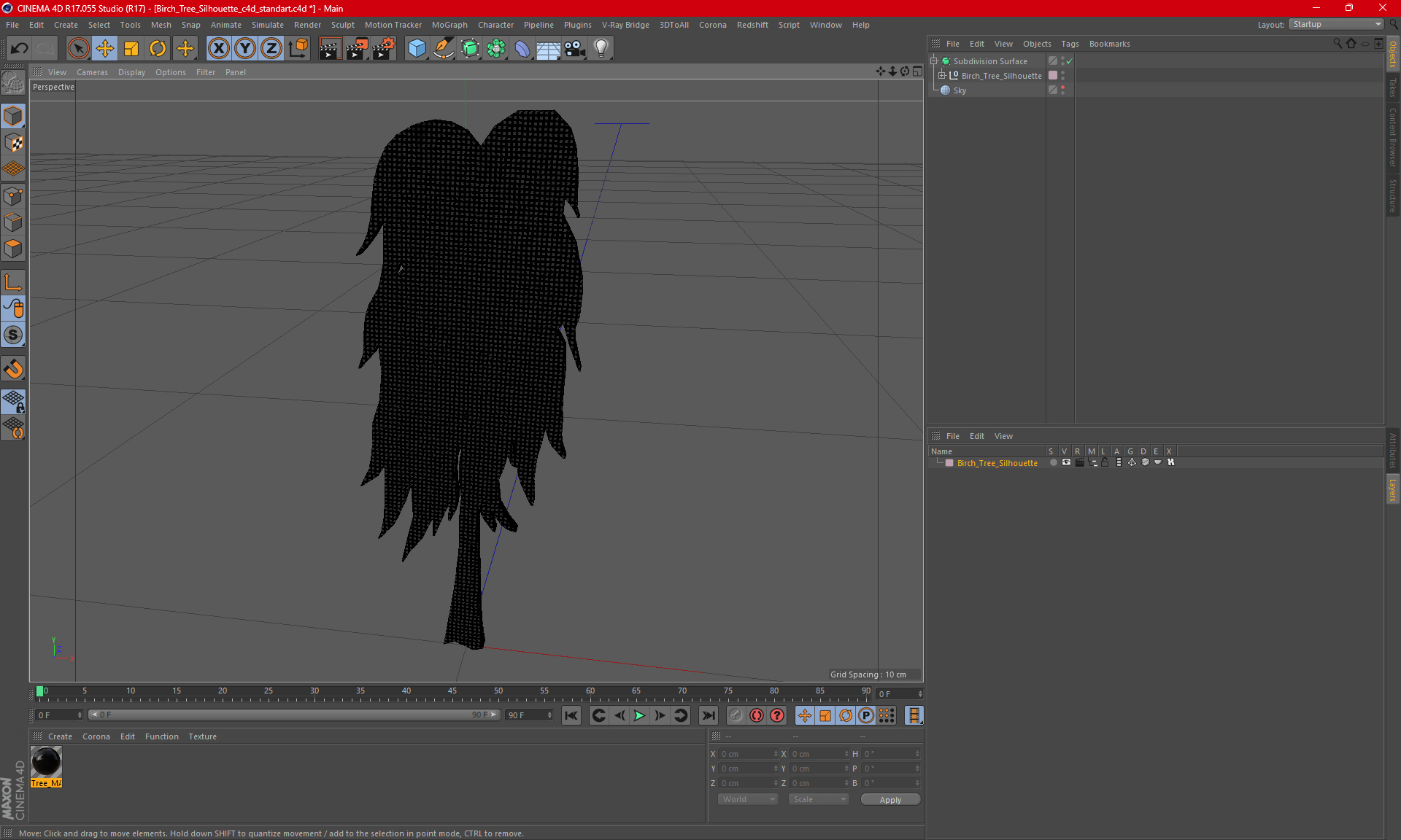 3D Birch Tree Silhouette