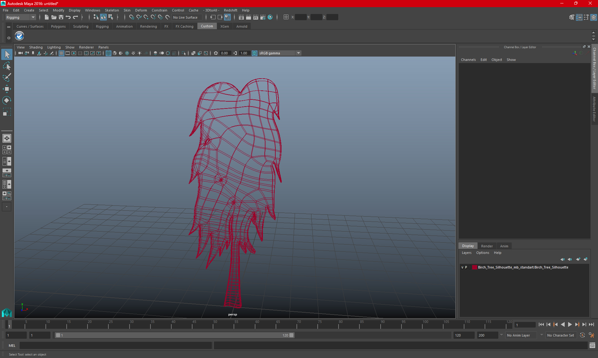 3D Birch Tree Silhouette
