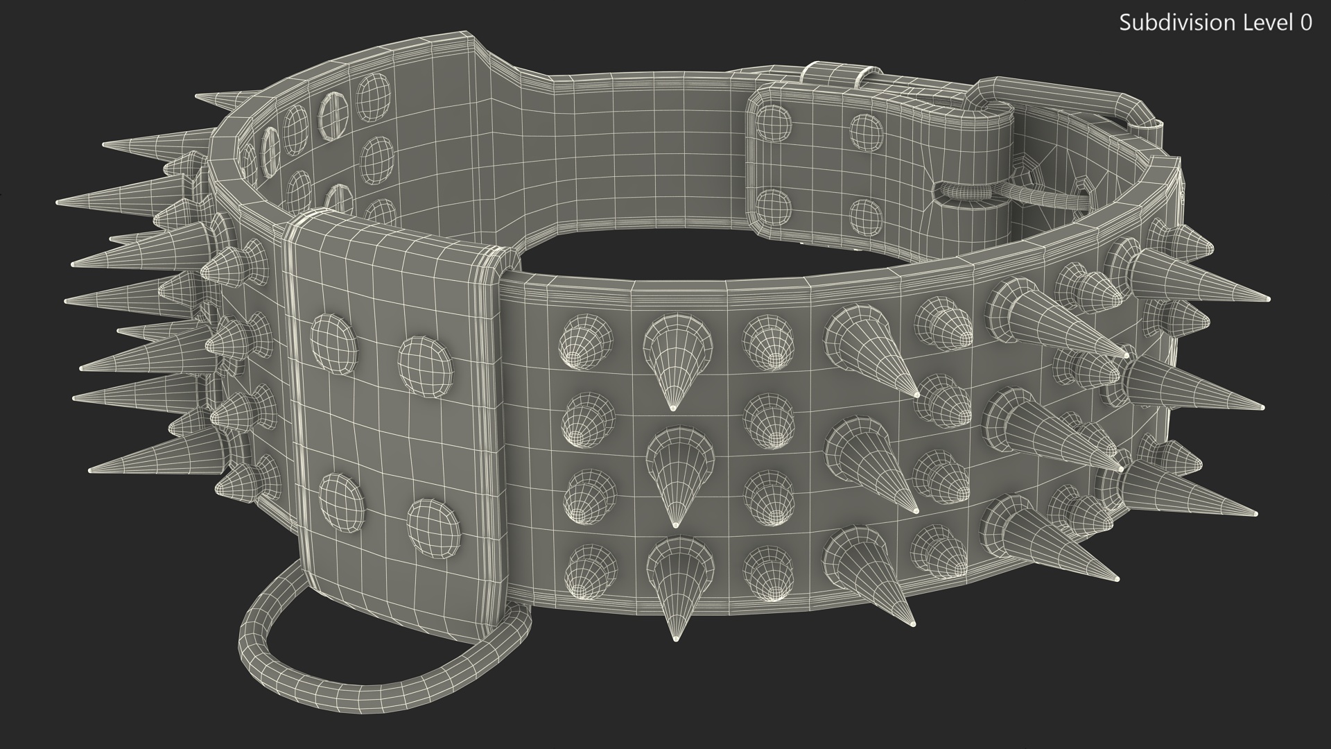 3D Leather Dog Collar with Spikes Brown
