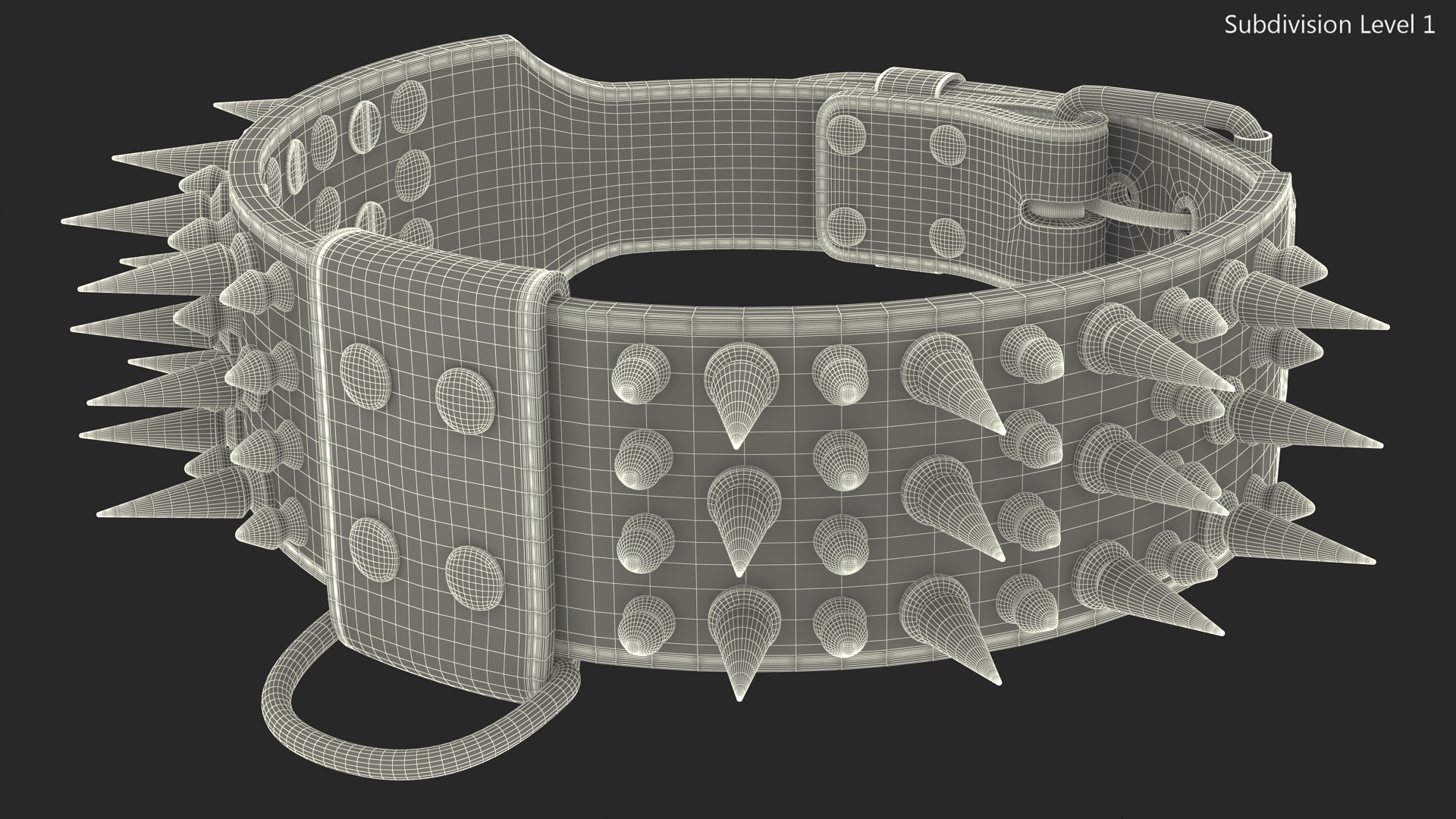 3D Leather Dog Collar with Spikes Brown