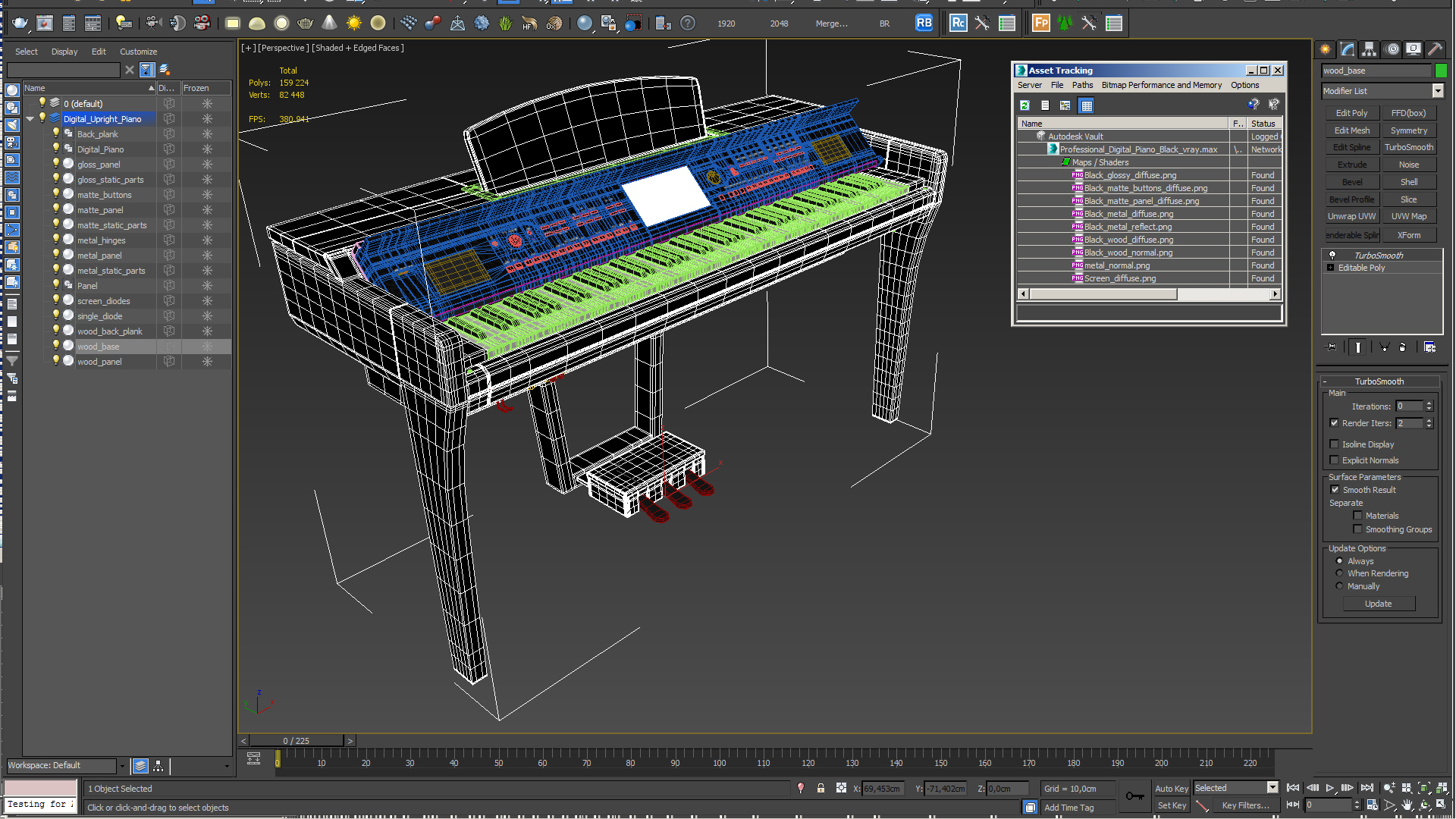 Professional Digital Piano Black 3D
