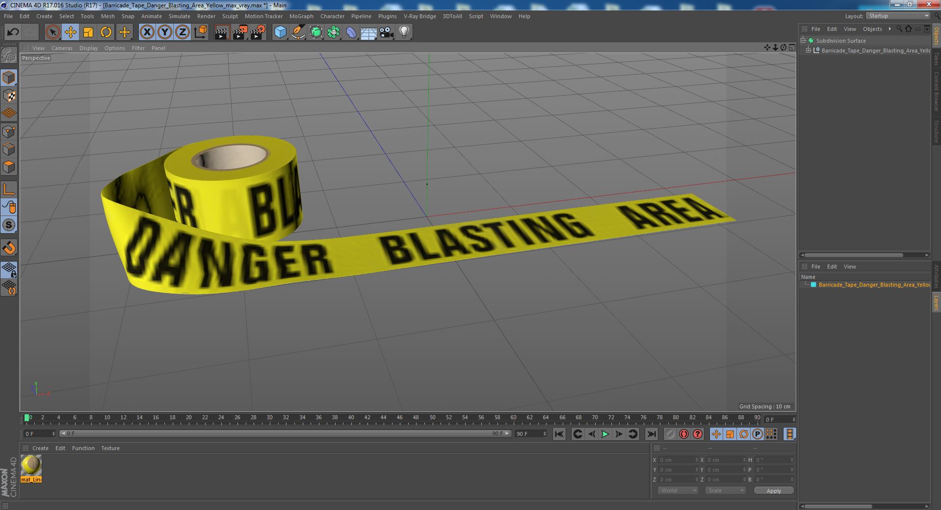 Barricade Tape Danger Blasting Area Yellow 3D
