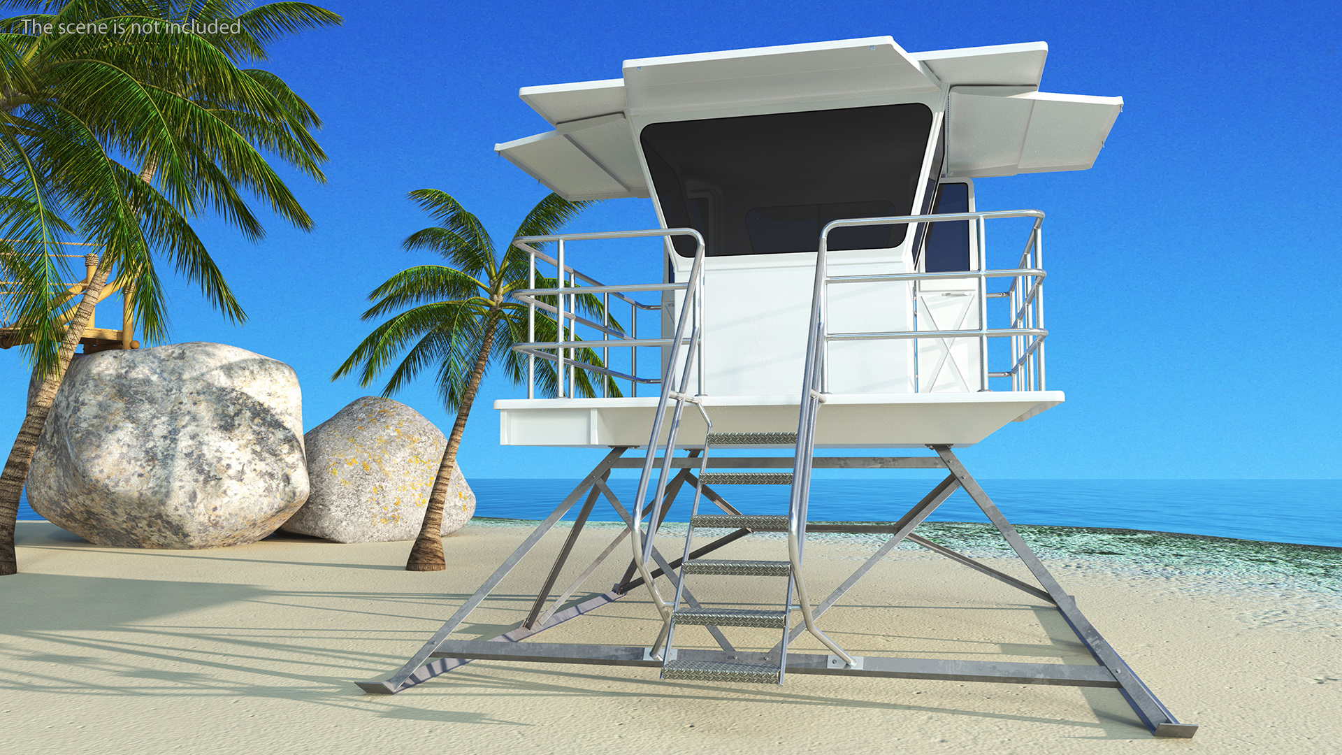 3D White Lifeguard Station model